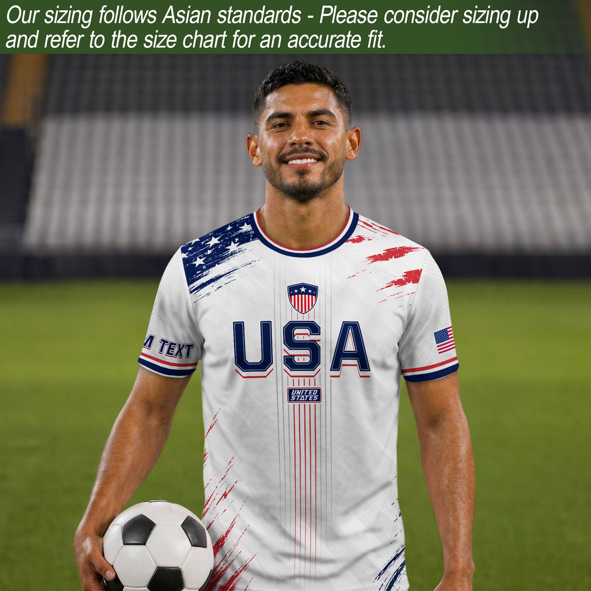 Custom USA Soccer Jersey Men White Brush Stroke Name Number Football Shirt