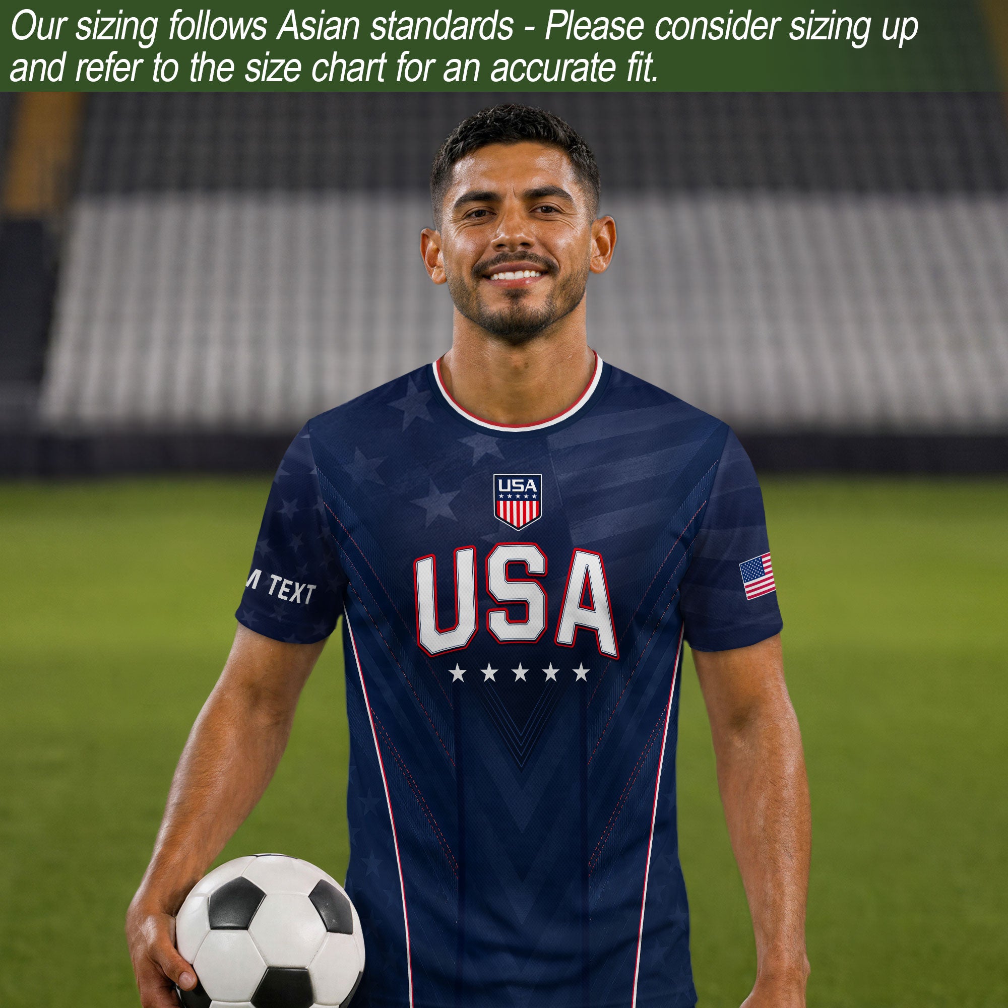 USA Soccer Jersey Men Navy Blue Athletic Name Number Football Shirt