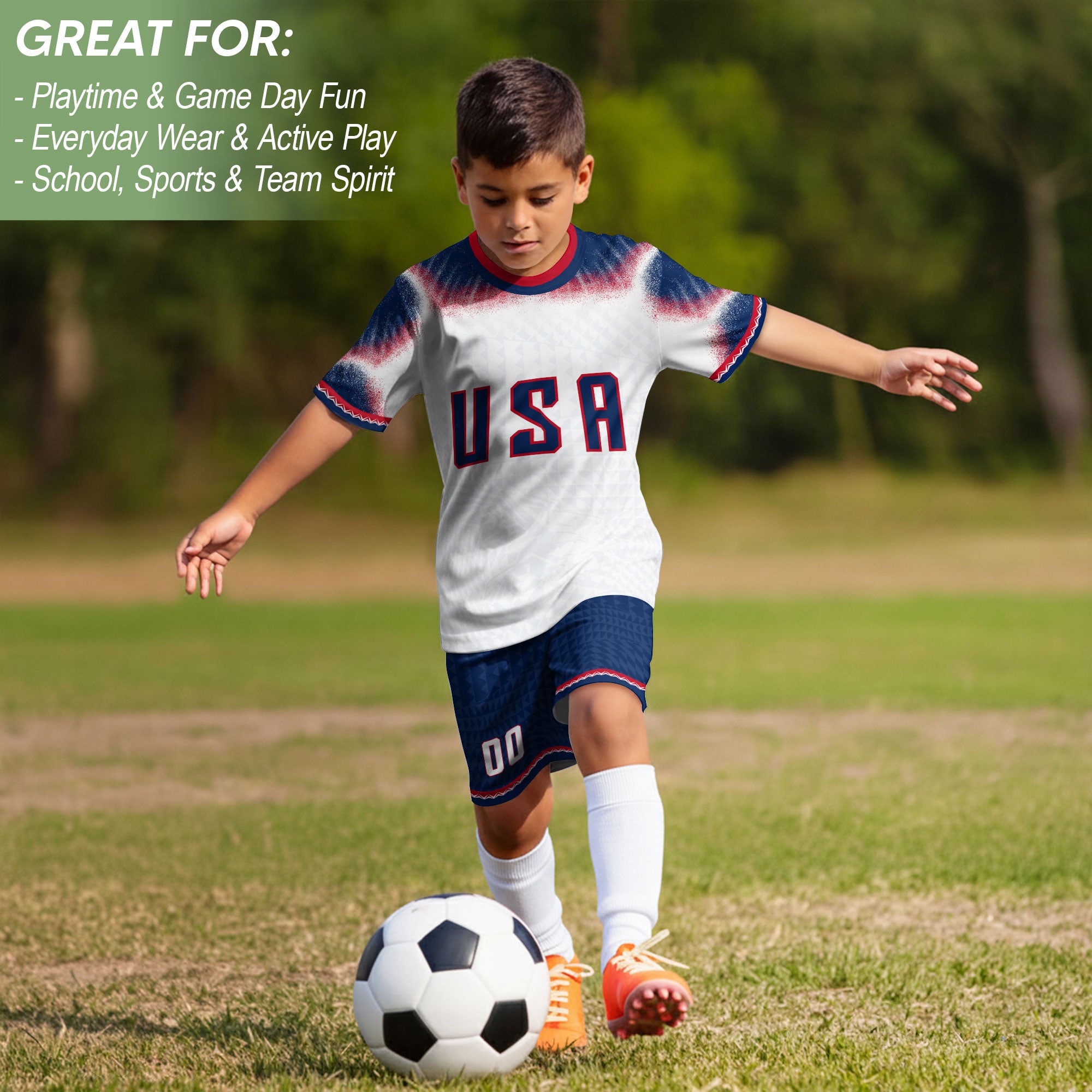 Personalized Name Number USA Soccer Jersey White American Flag Eagle Football Shirt Youth