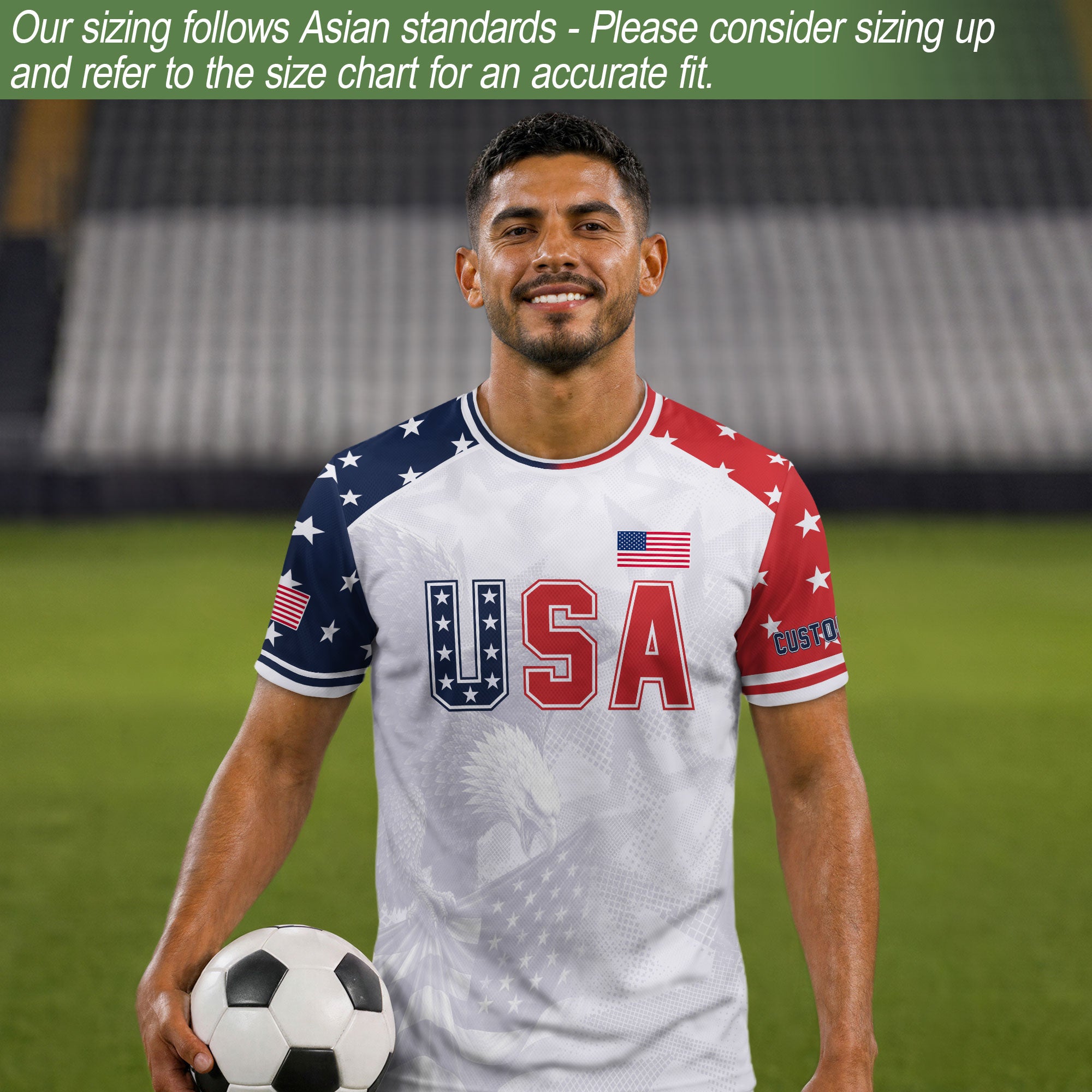 Custom USA Soccer Jersey White American Football Shirt Sports Fan Gear Name Men