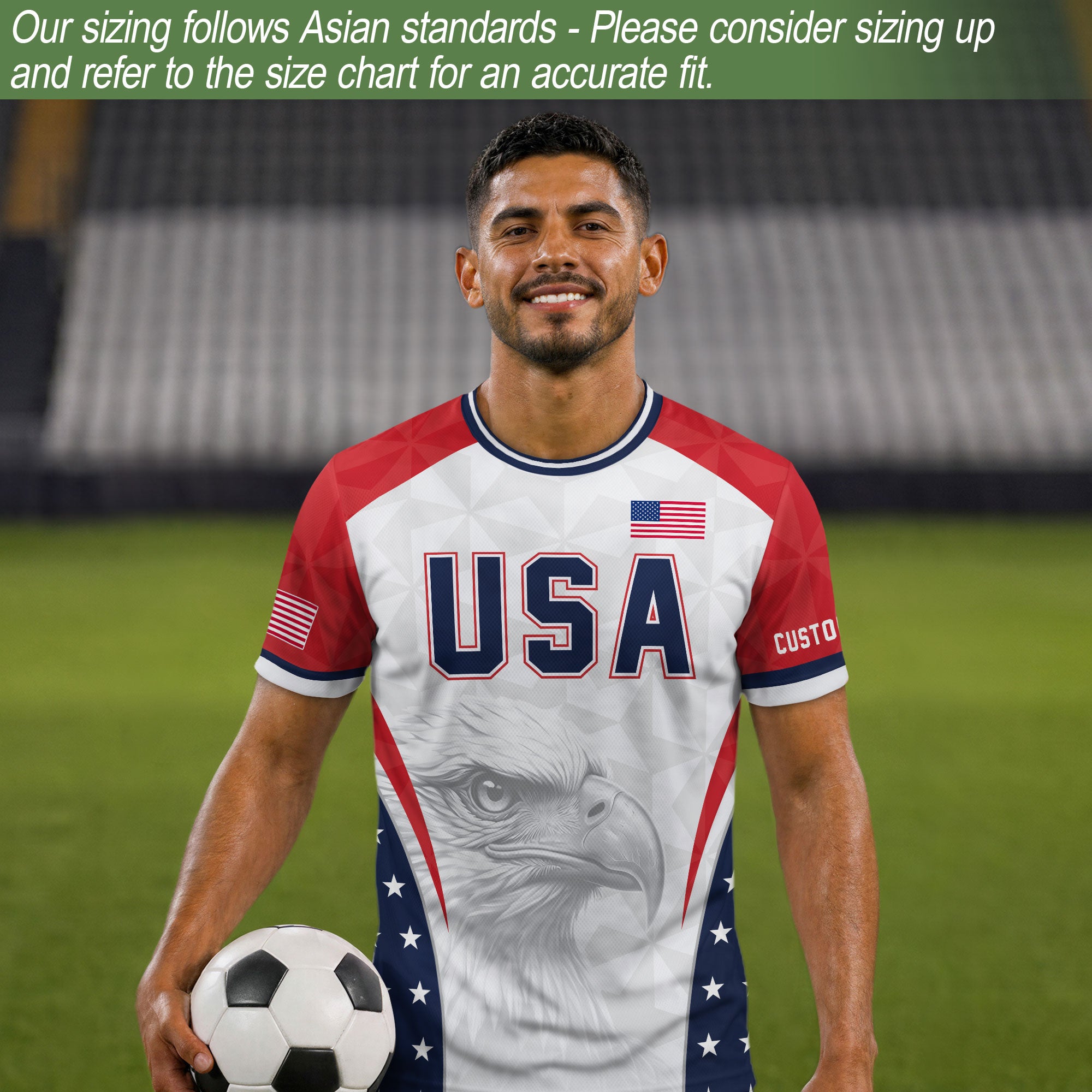 USA Soccer Jersey White Personalized American Football Shirt Eagle Pattern Team Men