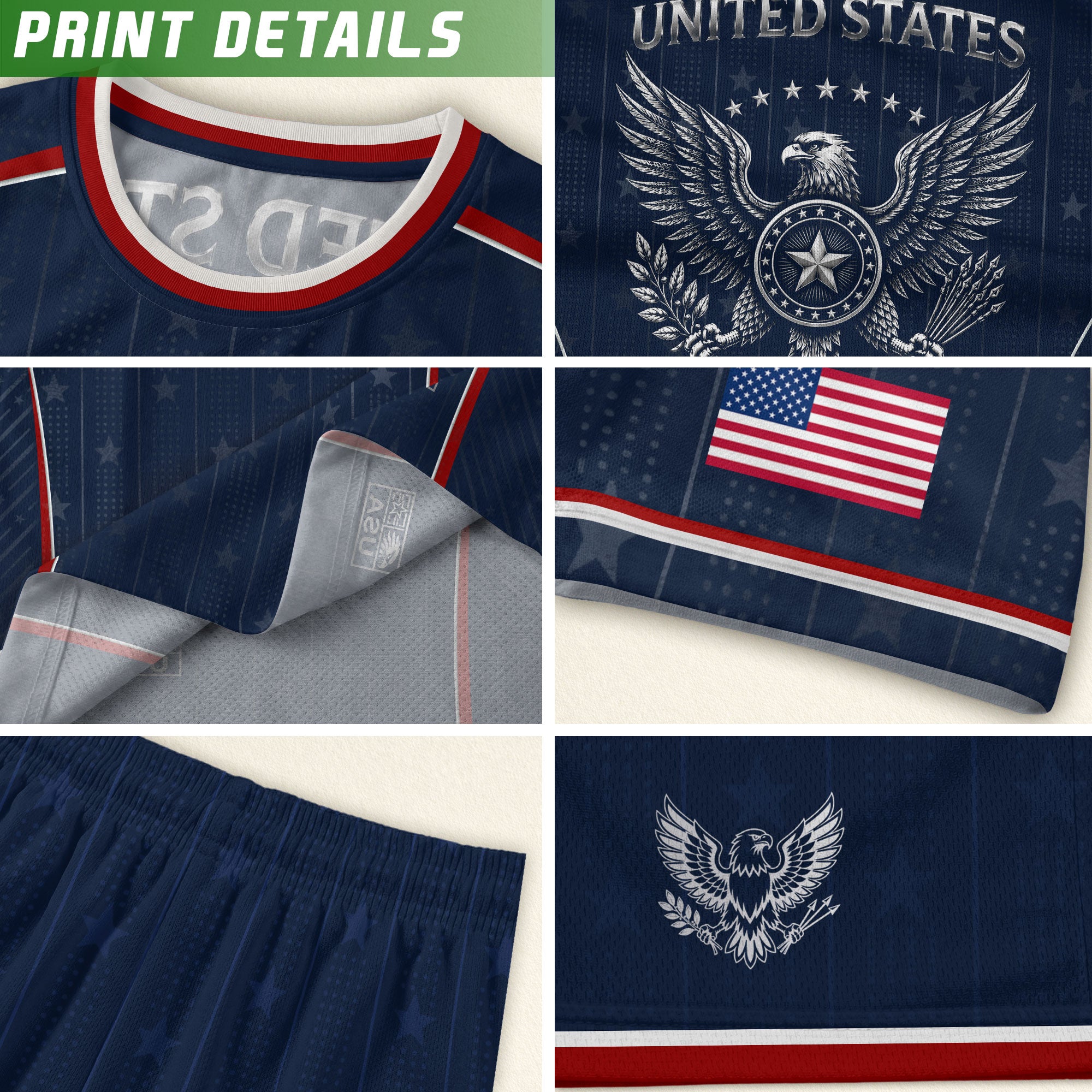 Kids USA Blue Soccer Jersey Youth Patriotic American Flag Eagle Football Shirt