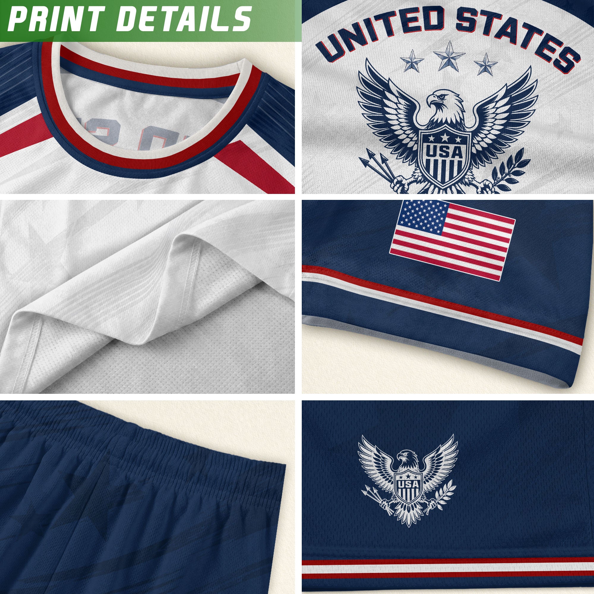 Kids USA Soccer Jersey White Youth Patriotic American Flag Eagle Football Tee Shirt