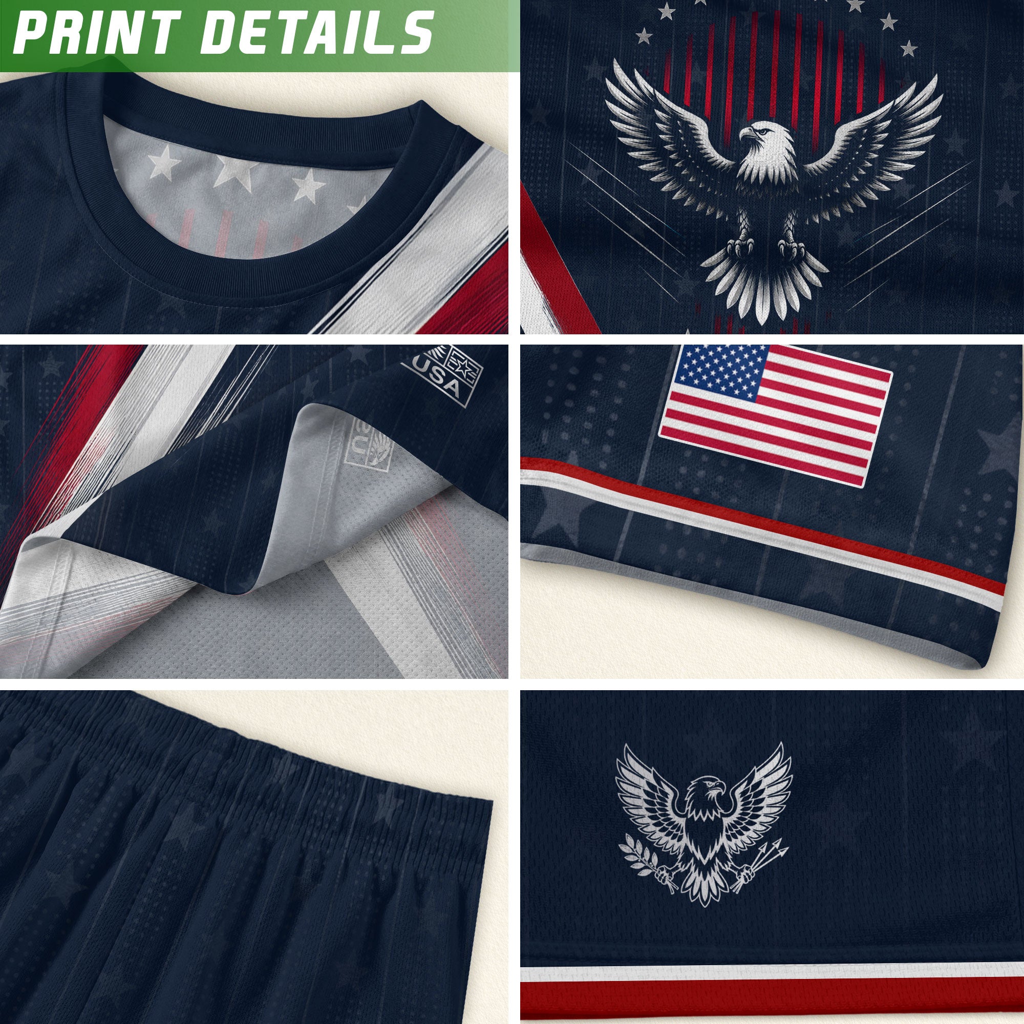 Kids USA Soccer Jersey Navy Blue Youth Patriotic American Flag Eagle Football Tee Shirt