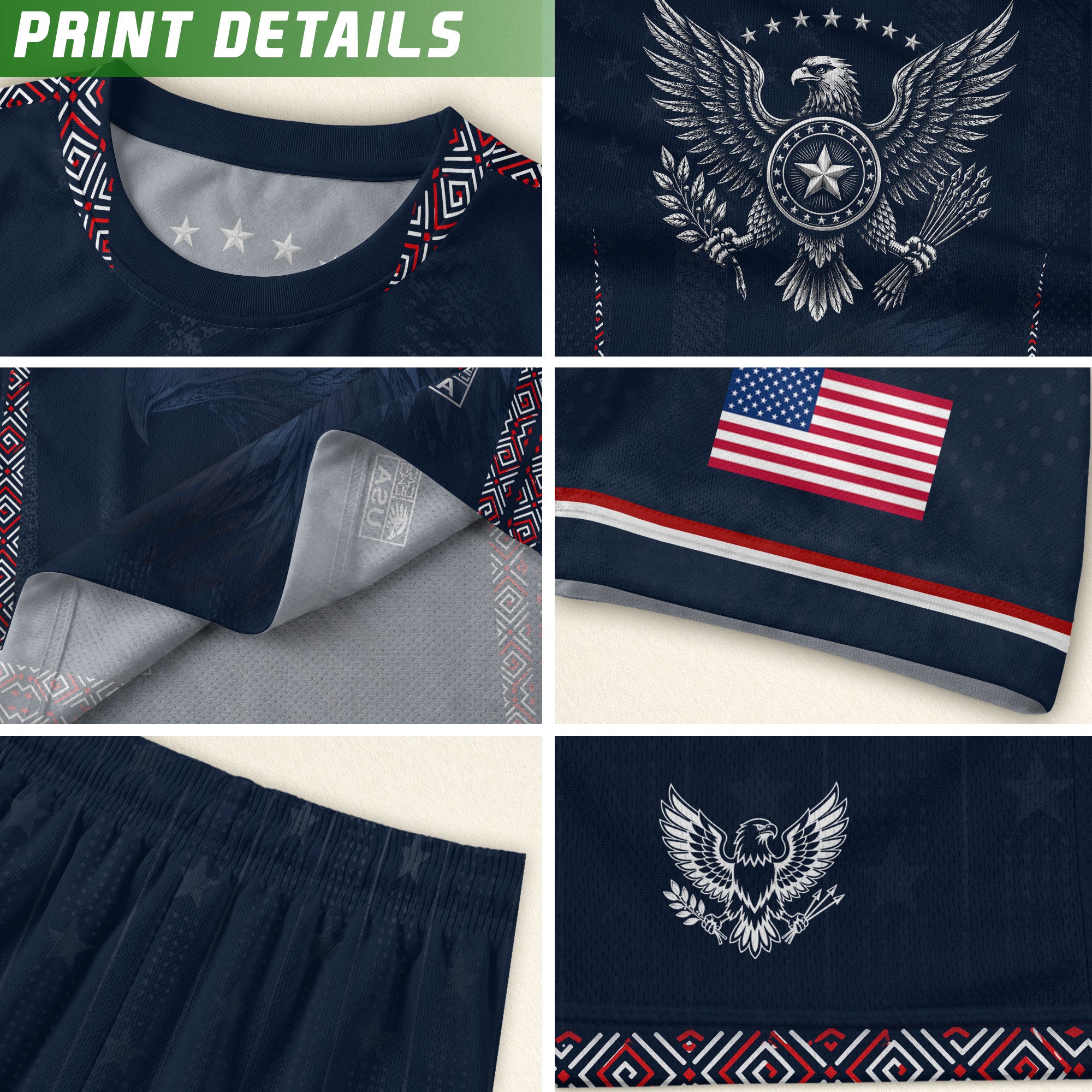 Kids USA Soccer Jersey Dark Blue Youth Patriotic Eagle Graphic Print Football Tee Shirt