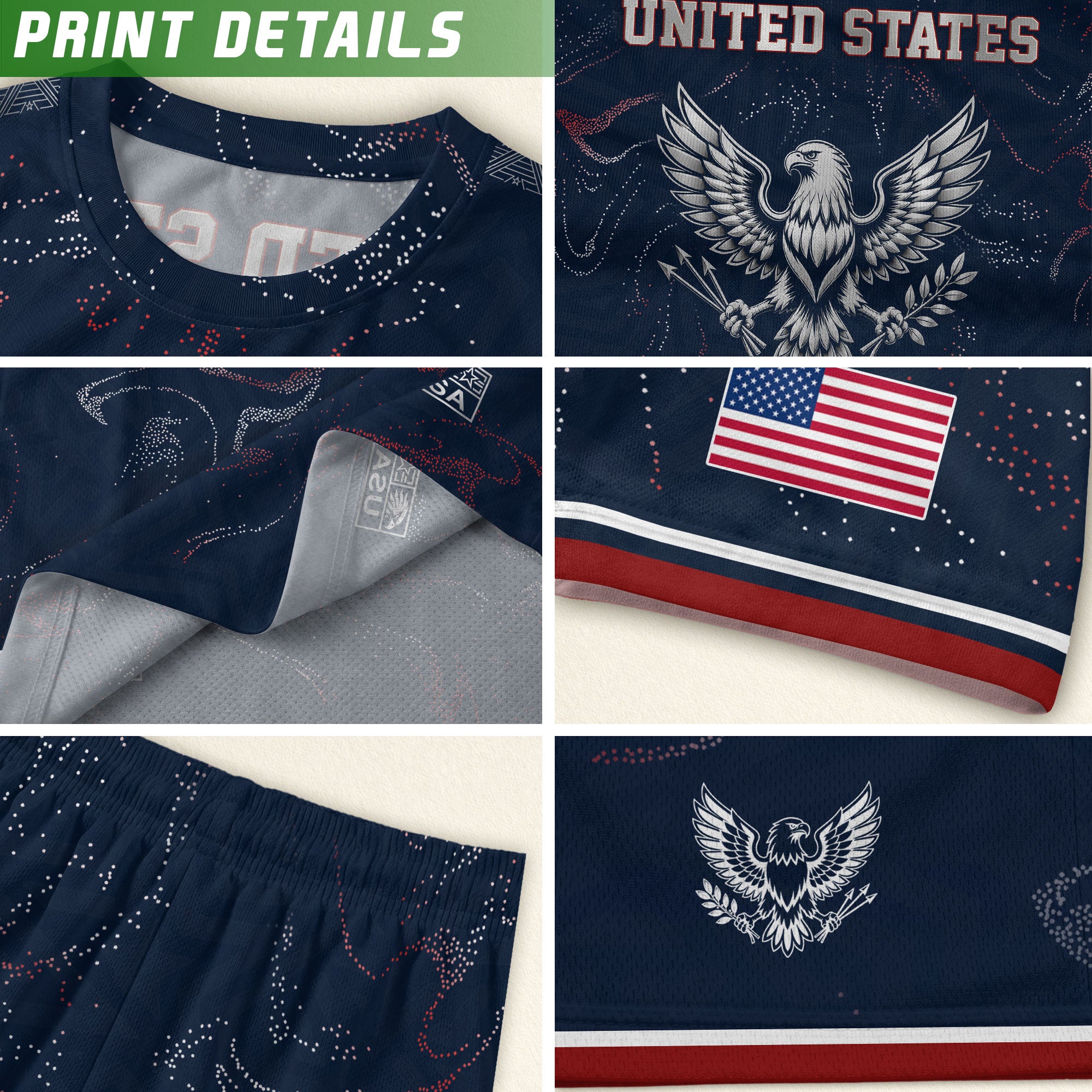 Kids USA Soccer Jersey Blue Youth Patriotic Marble Texture Eagle Football Tee Shirt