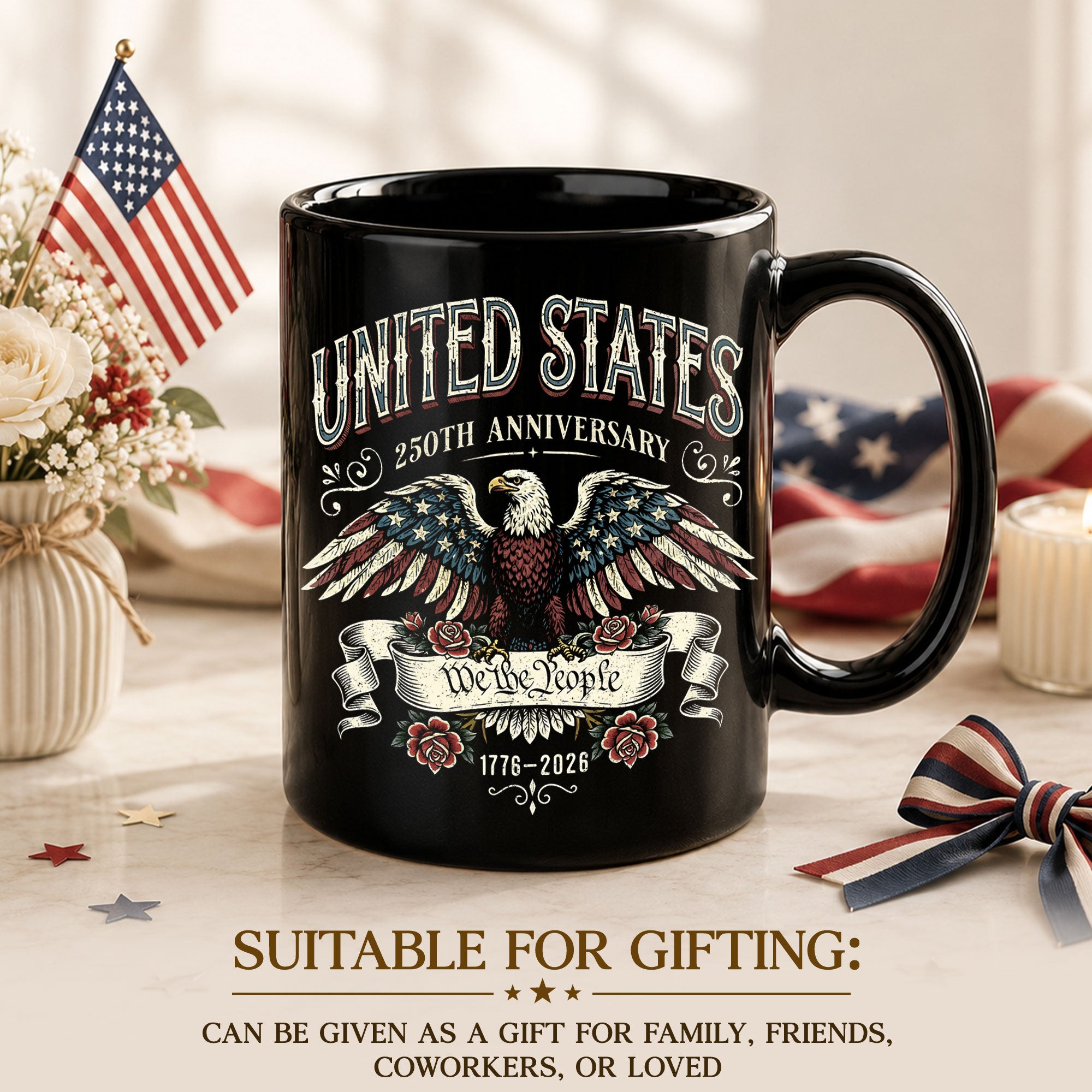 United States 250th Anniversary Mug - We The People 1776 2026 Patriotic Eagle Cup