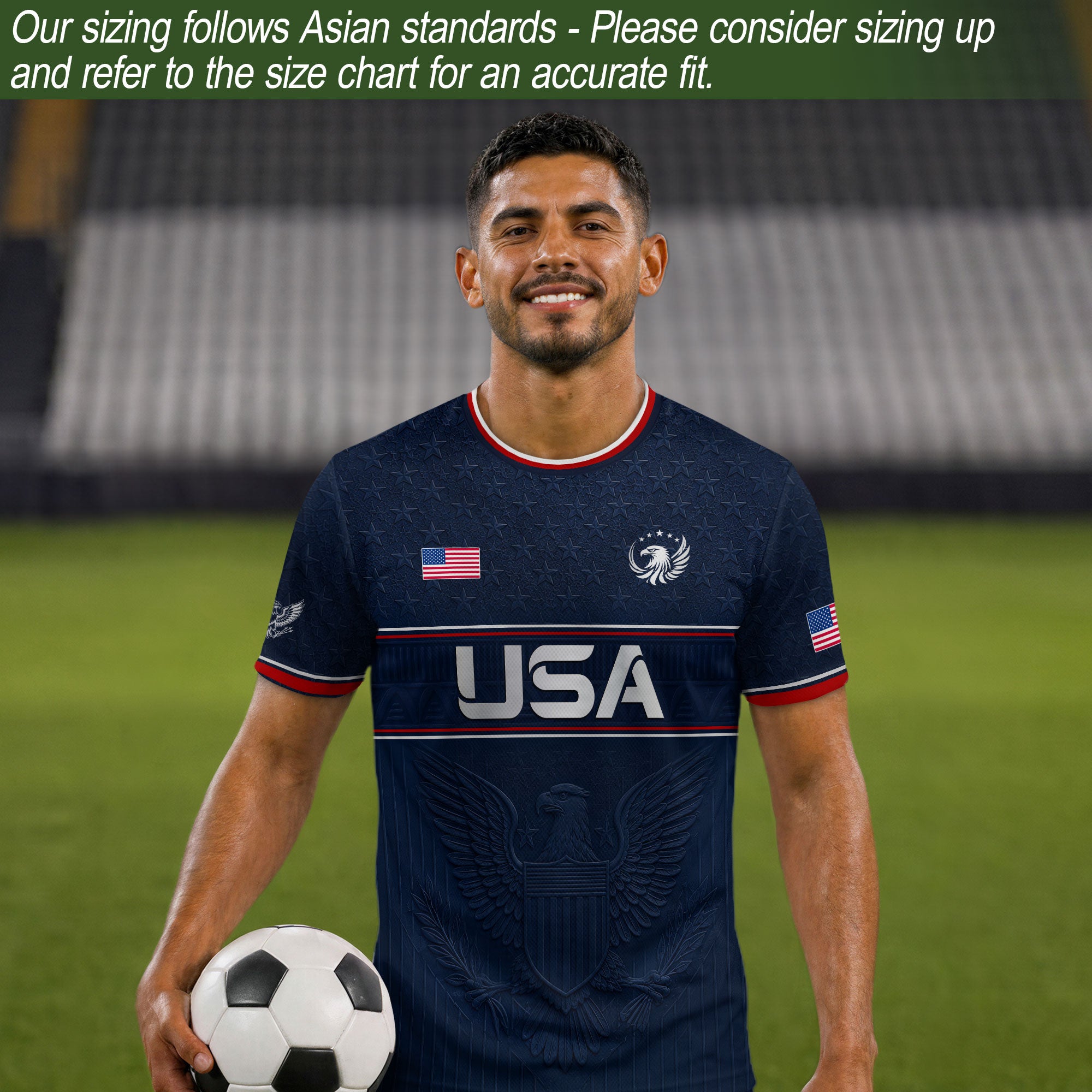 Blue Adult Soccer Jersey Classic Style - Patriotic Eagle Graphic Team Training Shirt
