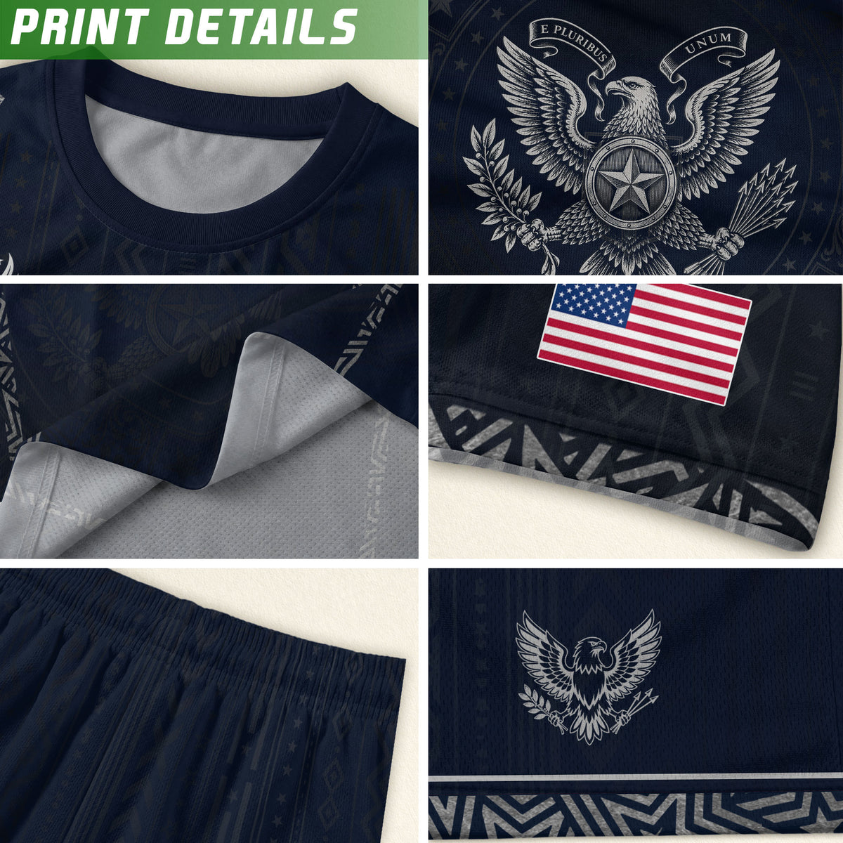 Kids' Blue USA Soccer Jersey Patriotic Eagle Graphic Print Breathable Fan Shirt - Rust Field Wear