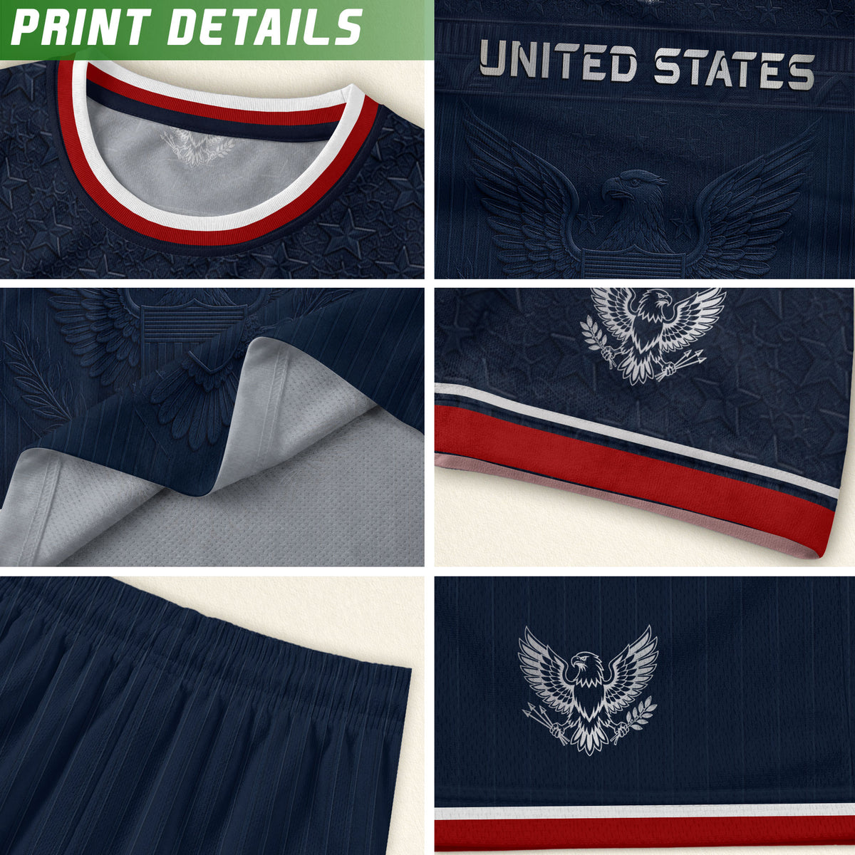 Youth Blue USA Football Shirt Patriotic Eagle Design Breathable Sport Training Tee - Rust Field Wear
