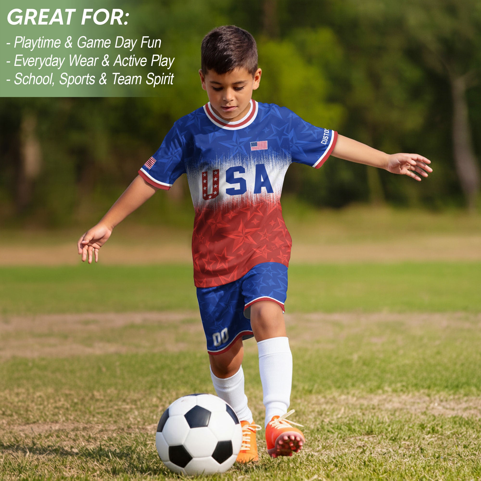 Youth Custom USA Soccer Jersey Heritage Collection Red Star Graphic Personalized Shirt