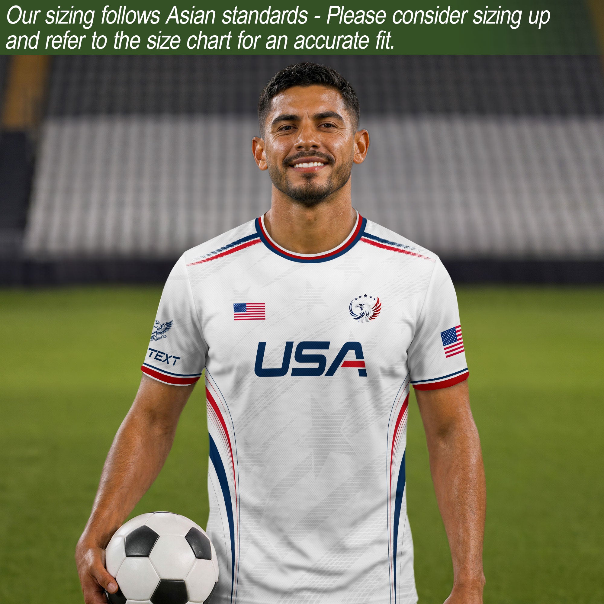 Custom White USA Soccer Jersey Personalized Adult Name Number Patriotic Sports Uniform