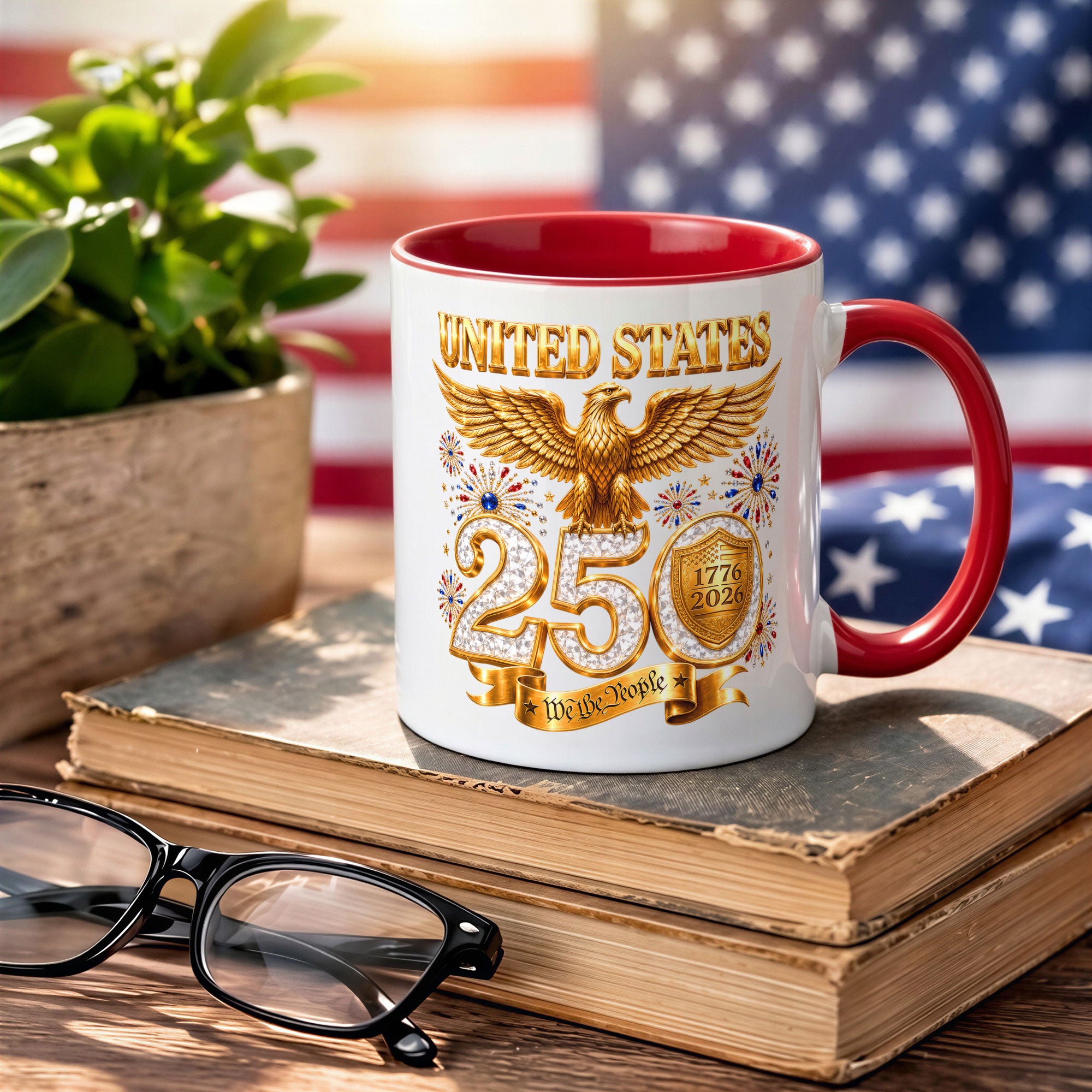 United States Proud Patriot Accent Mug - Epic Golden Eagle 1776 2026 Gift Cup