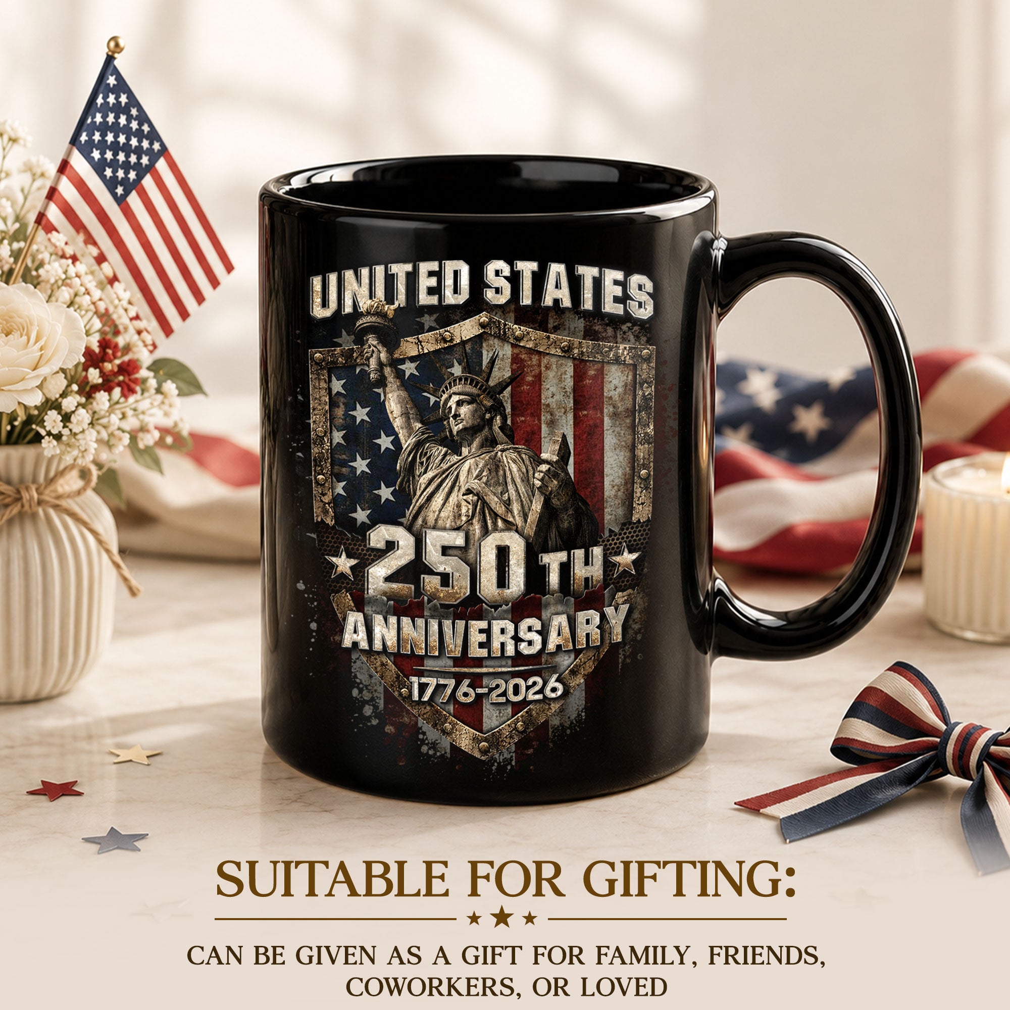 United States 250th Anniversary Mug - 1776-2026 Patriotic Statue of Liberty Drinkware