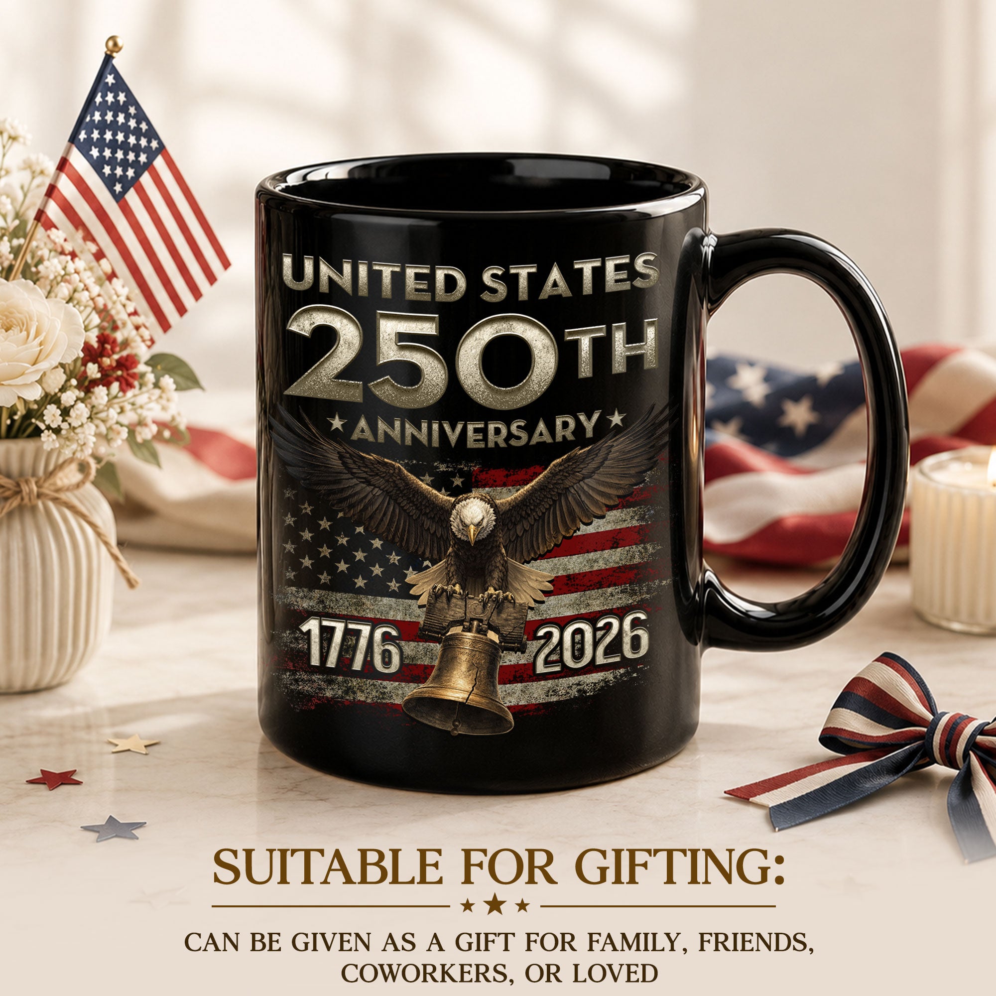 USA 250th Anniversary Mug - 1776-2026 Patriotic Eagle Bell Commemorative Drinkware