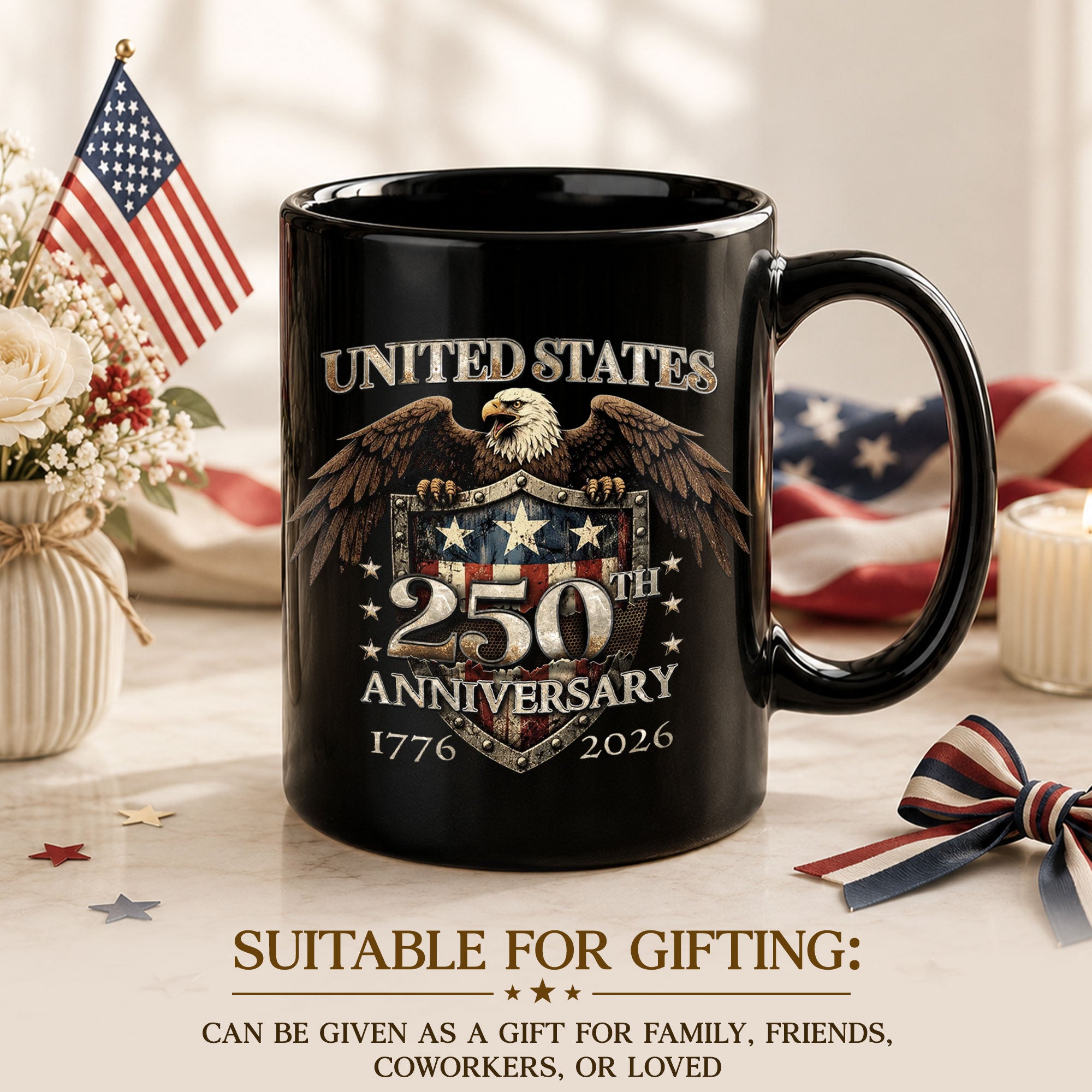 USA 250th Milestone Mug - 1776-2026 Patriotic Eagle Shield Heritage Keepsake Vessel