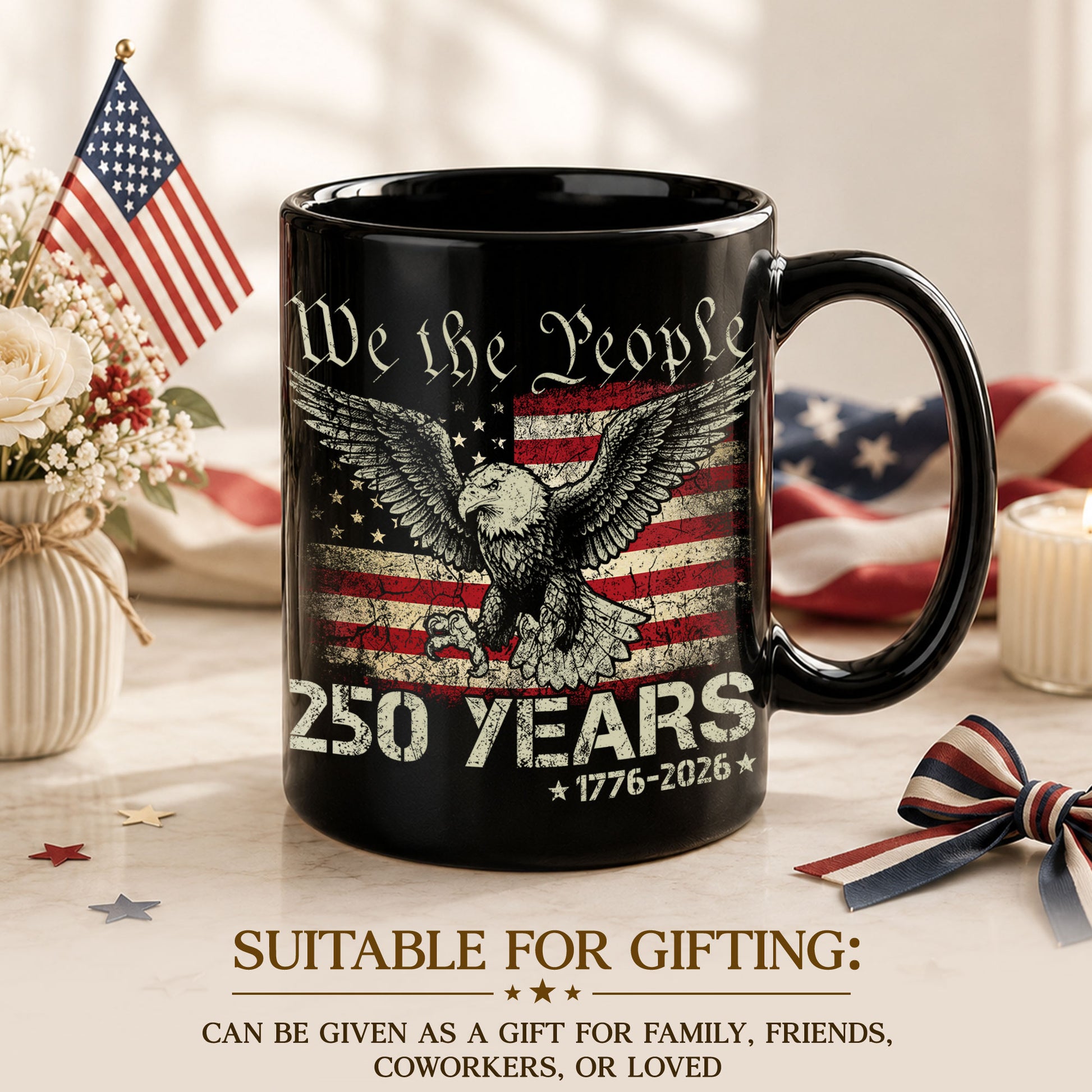 Patriotic We The People 250 Years 1776-2026 American Eagle Commemorative Mug - Rust Field Wear
