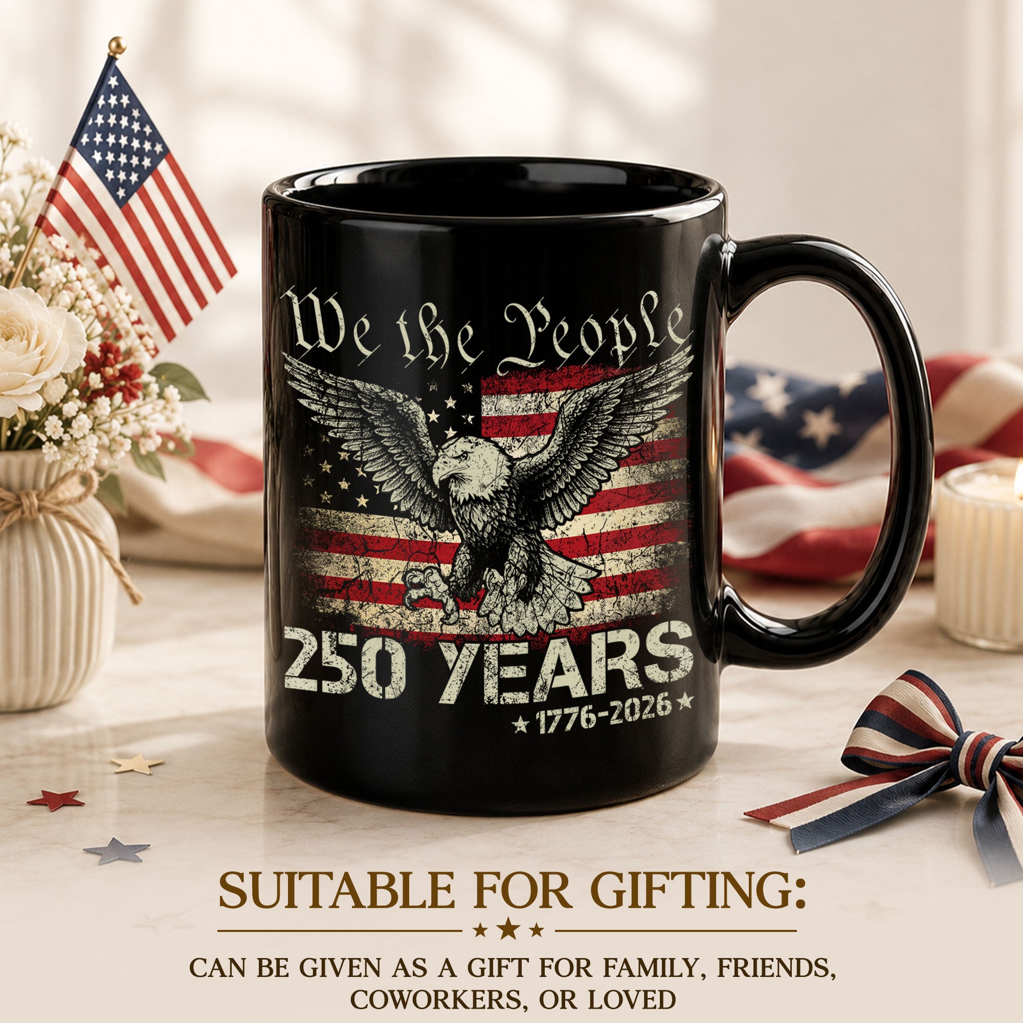Patriotic We The People 250 Years 1776-2026 American Eagle Commemorative Mug
