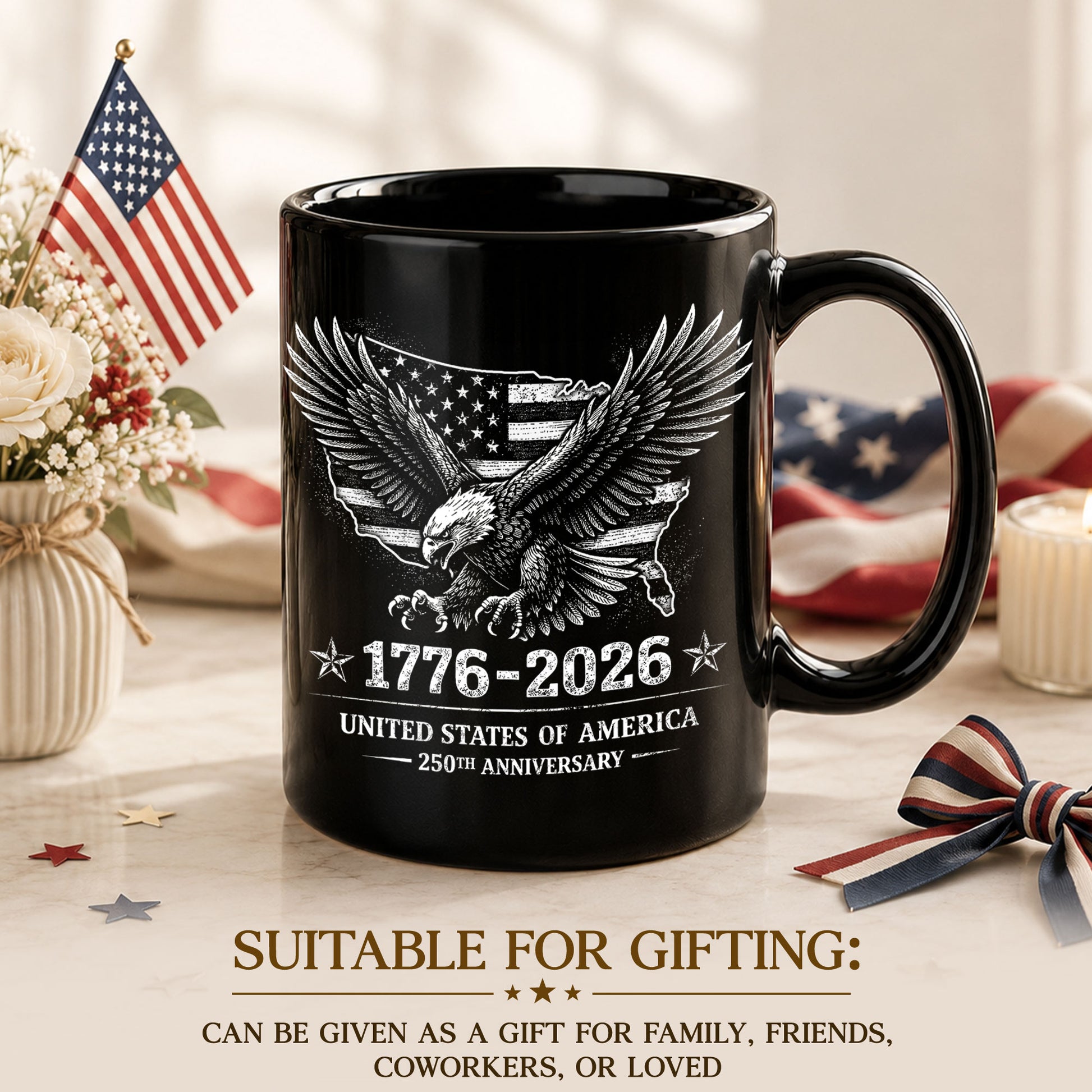 1776 2026 Mug 250th Anniversary United States Of America Patriotic Eagle Ceramic Cup - Rust Field Wear