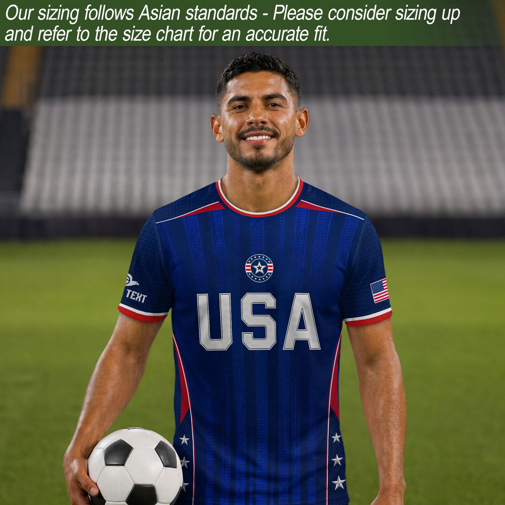 Custom Blue USA Soccer Jersey - Personalized Name & Number Patriotic Sports Shirt