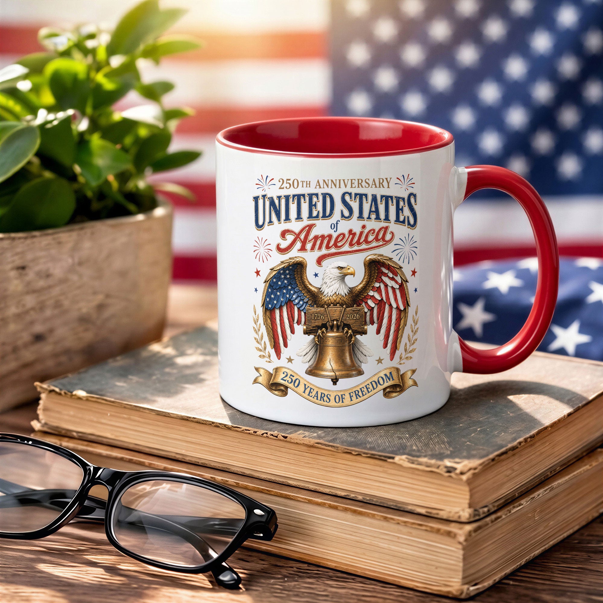 United States Accent Mug American Eagle Liberty Bell Patriotic 1776 2026 Cup
