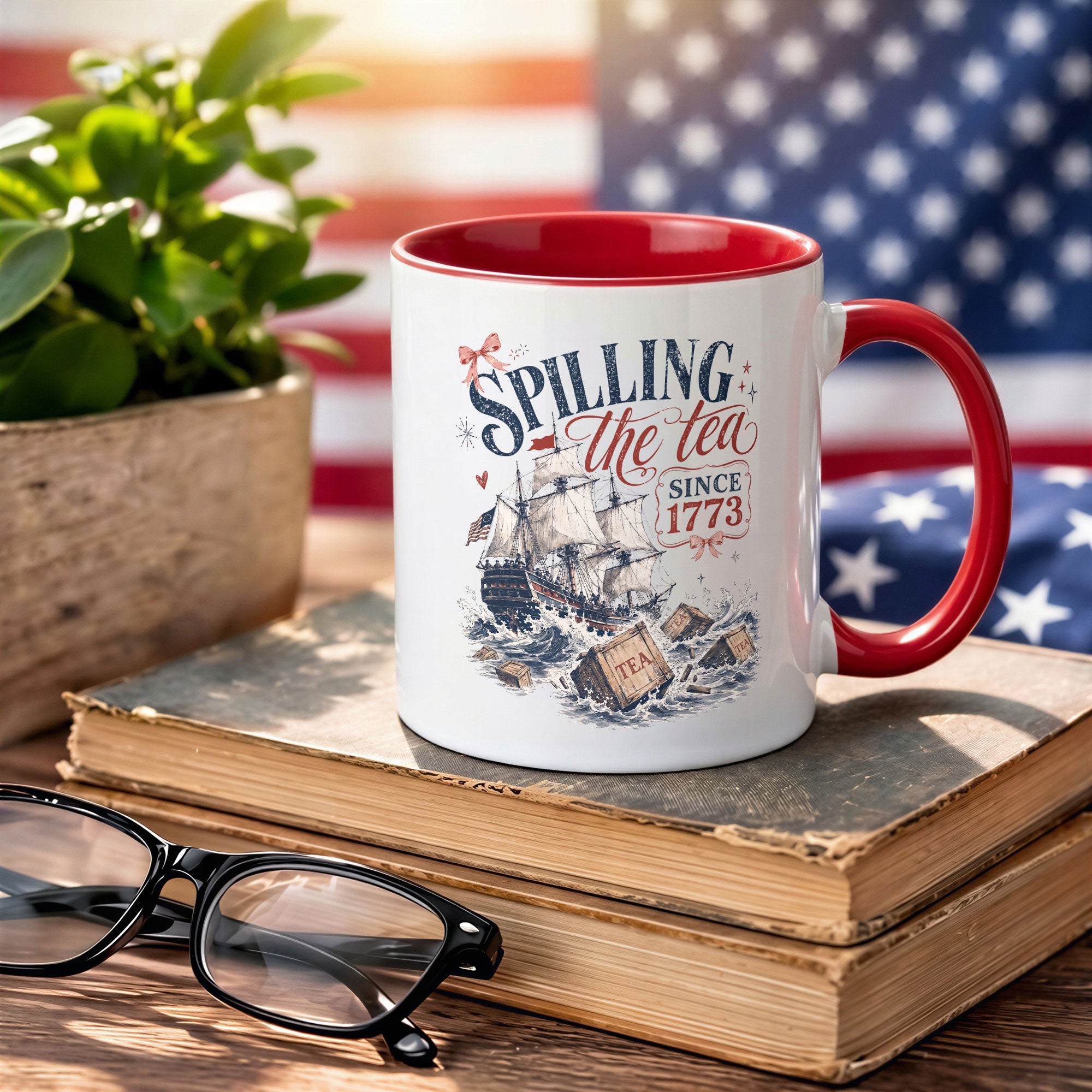 Unique Spilling The Tea Since 1773 Accent Mug Patriotic Historical Ceramic Cup