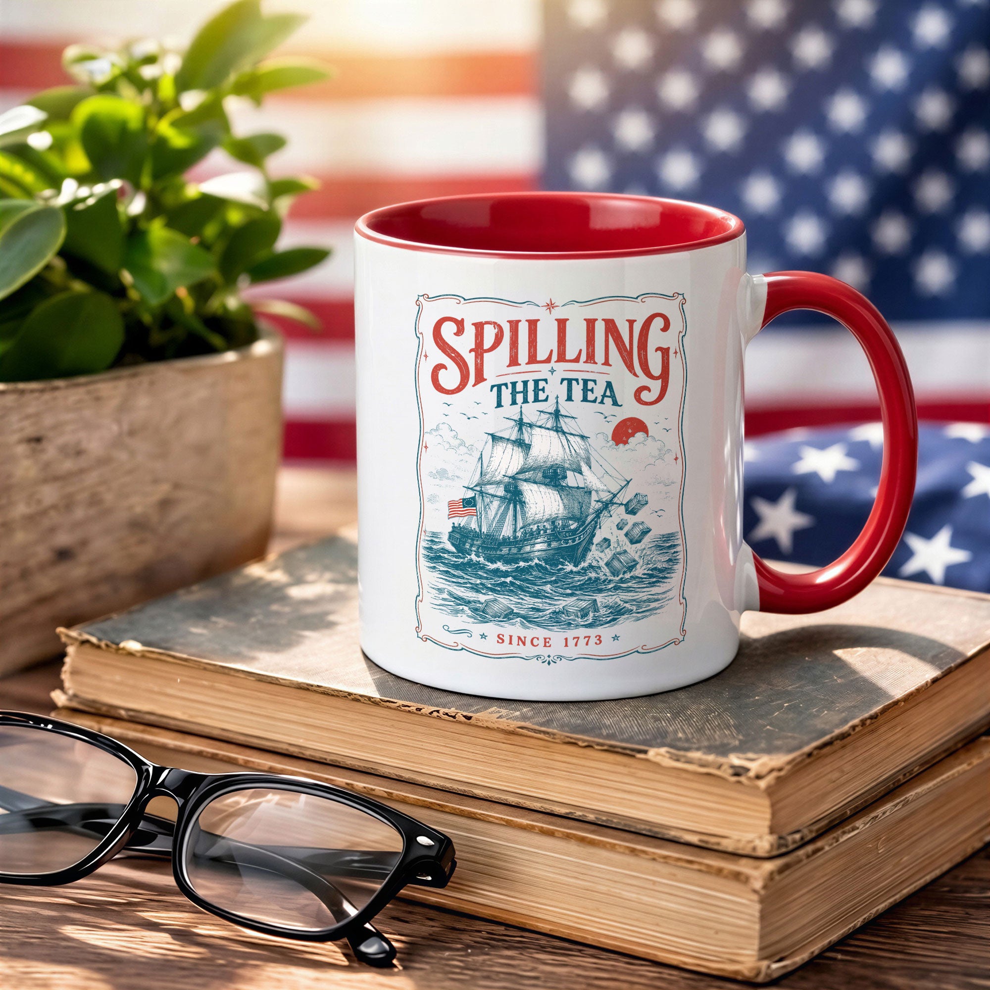 Historical Spilling The Tea Since 1773 Accent Mug Patriotic Ceramic Beverage Cup
