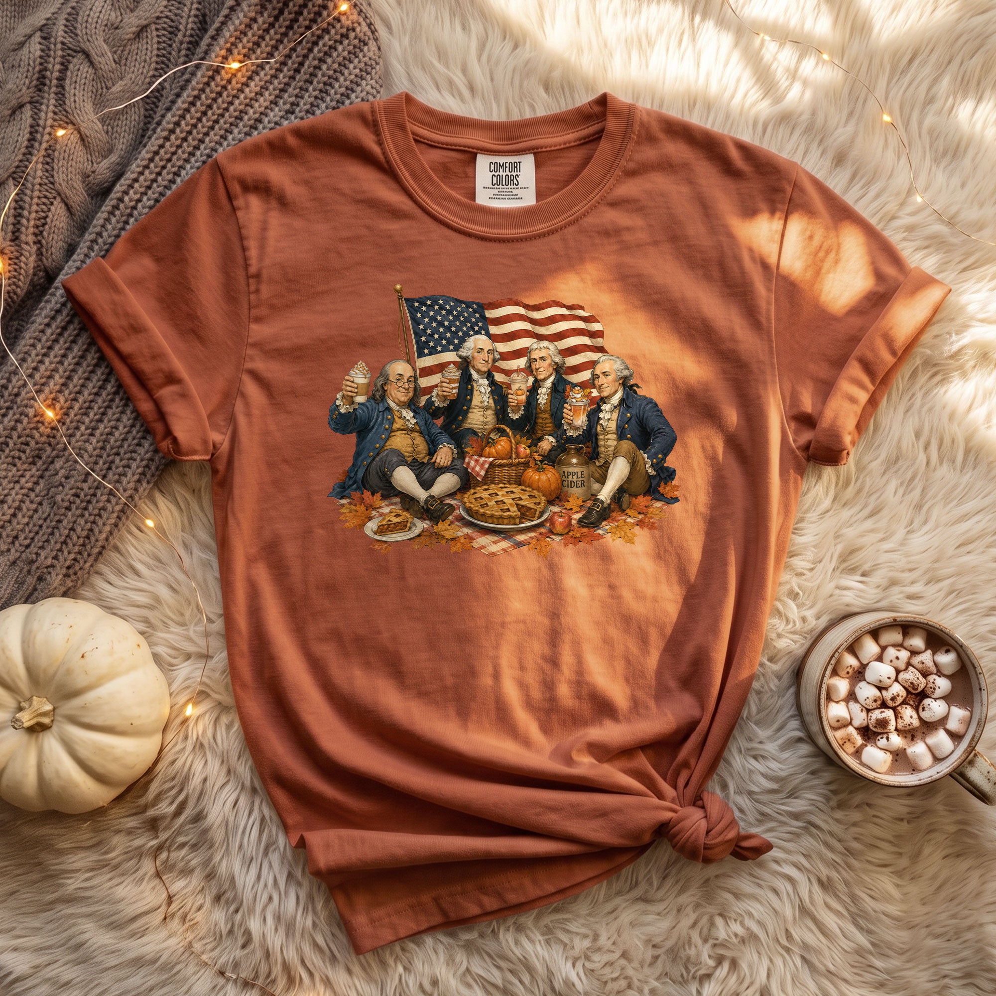 Vintage Founding Fathers Fall T-Shirt - Patriotic Harvest Graphic Tee for Autumn Lovers