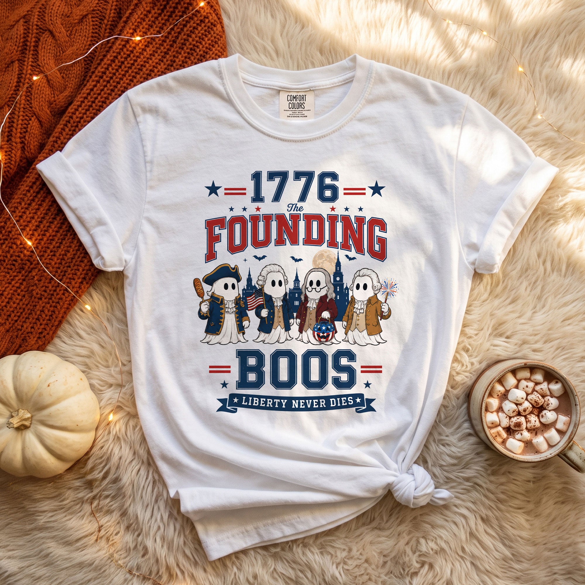 Founding Fathers Ghost Halloween Shirt 1776 The Founding Boos Patriotic Graphic Tee