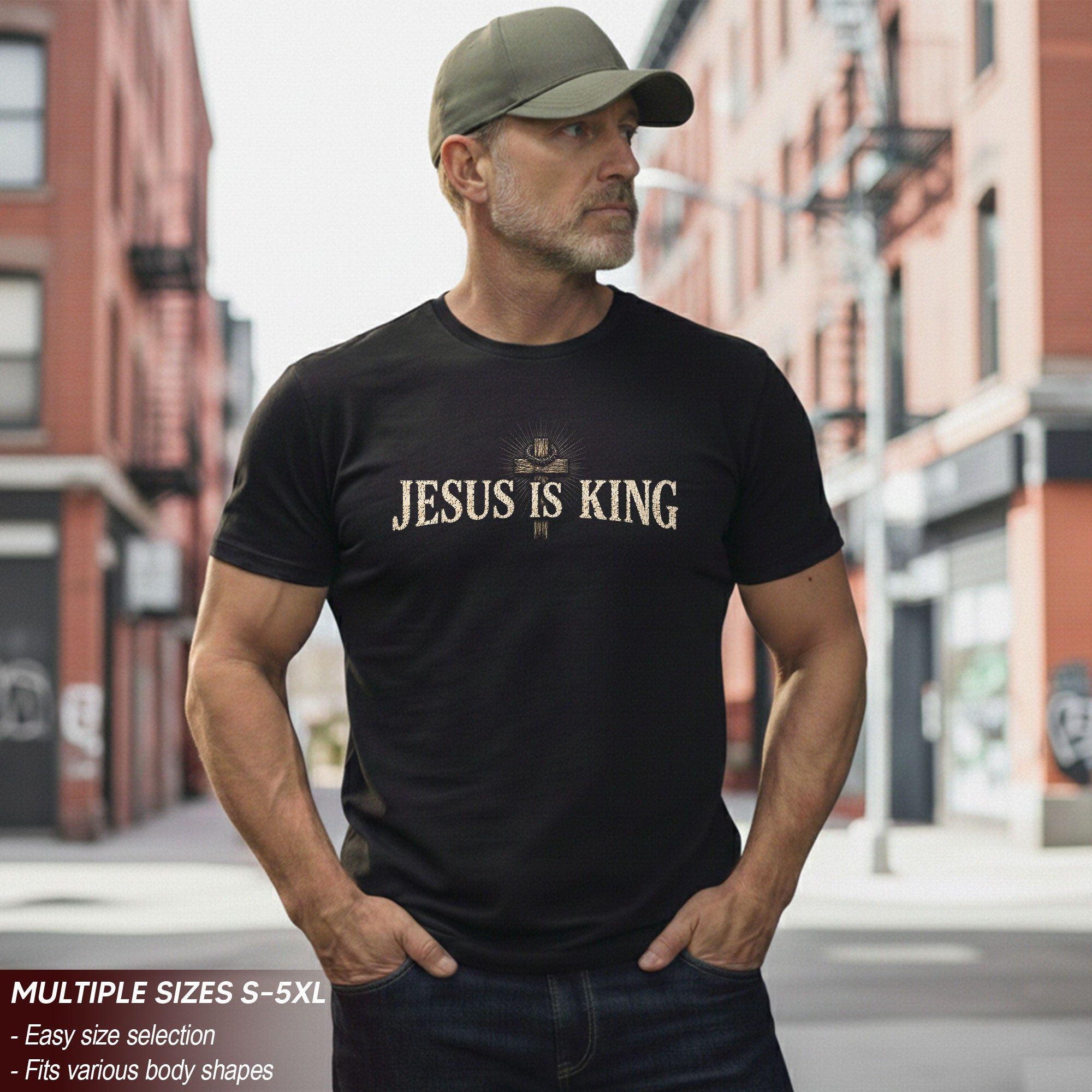 Jesus Is King Shirt Christian Men Shirt Revelation 17 14 Cross Graphic Tee Bible Verse