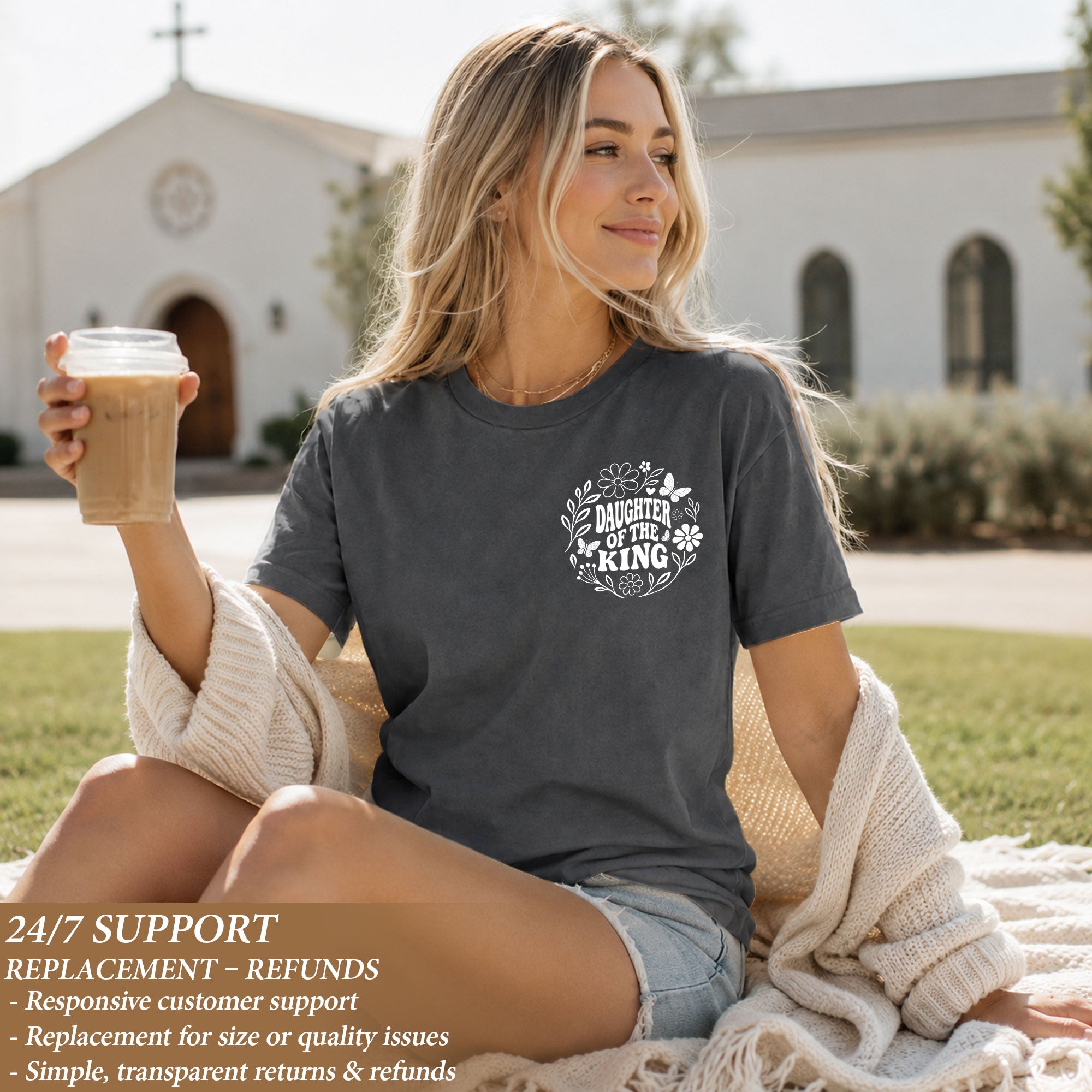 Daughter Of The King Shirt Wildflower Butterfly 2 Corinthians 6 18 Christian Graphic Tee - Rust Field Wear