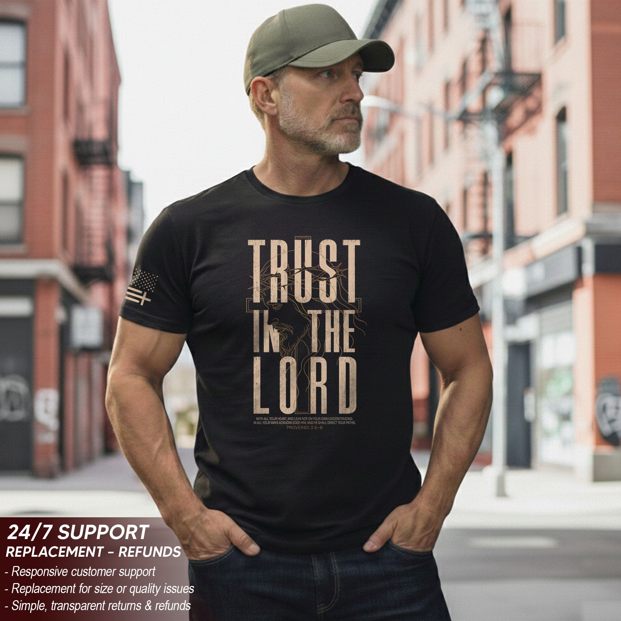 Trust In The Lord T Shirt Christian Proverbs 3 5 6 Scripture Faith Religious Tee