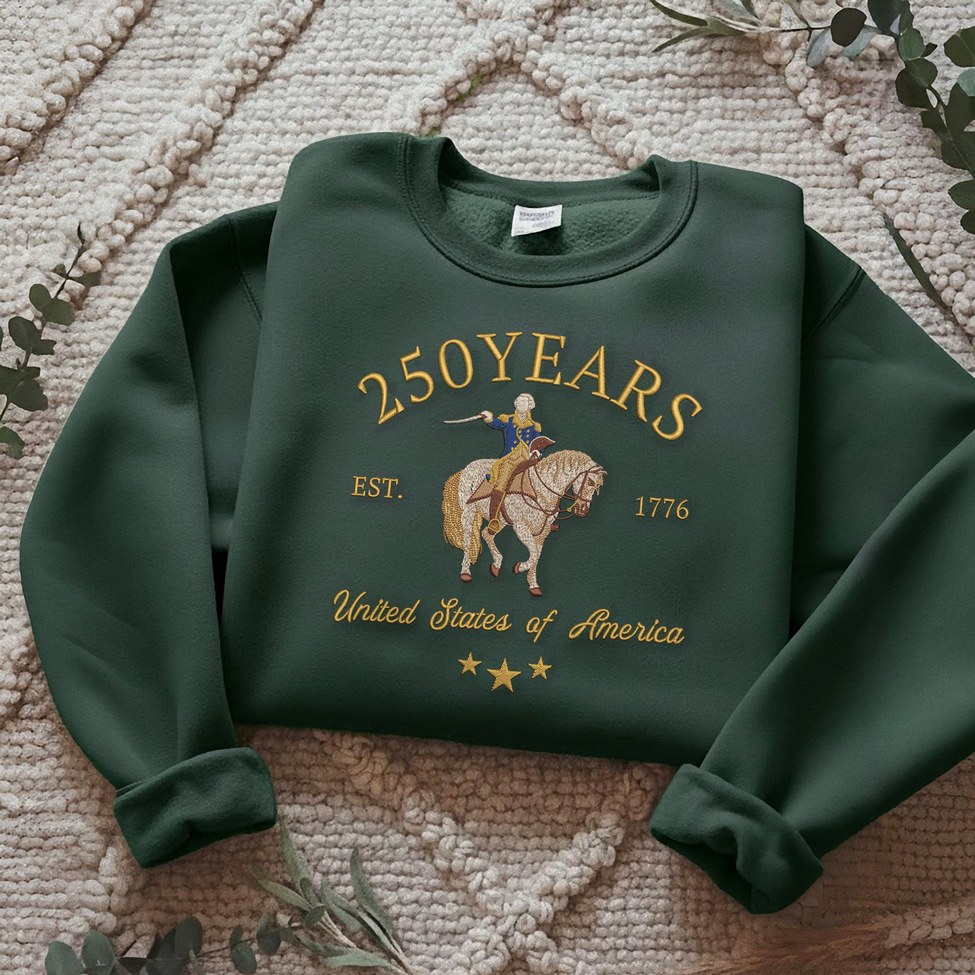 Vintage USA 250th Anniversary 250 Years Embroidered Sweatshirt 1776-2026 Patriotic