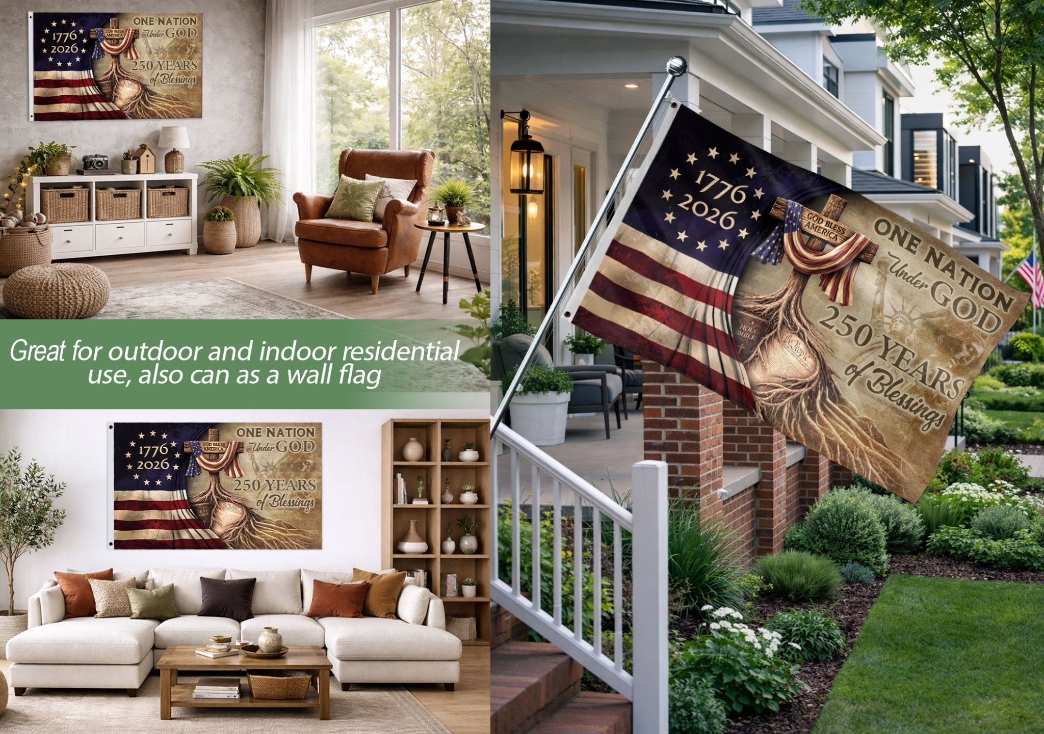 USA Faith and Freedom Christian Flag Patriotic Yard Decoration - Rust Field Wear
