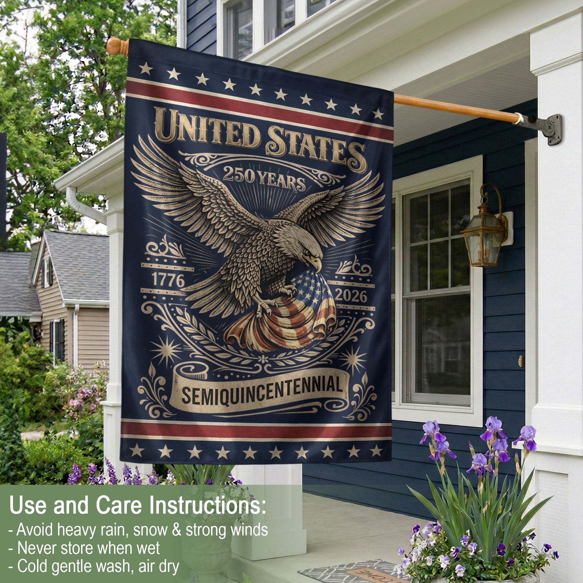 America 250th Anniversary 1776–2026 House Flag – Patriotic Eagle USA Double Sided Yard Decor
