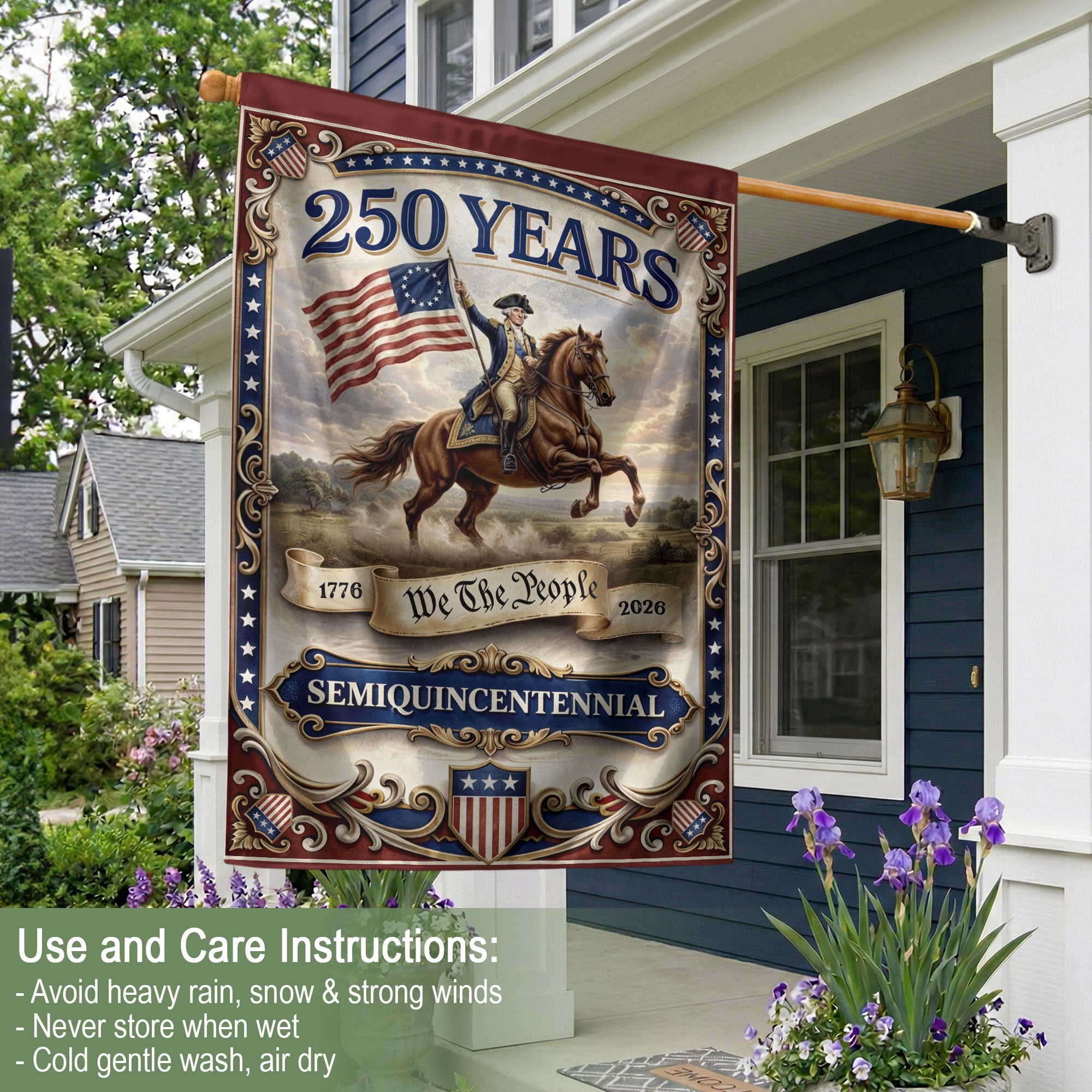 USA 250 Years We The People 1776–2026 House Flag – George Washington Double Sided Anniversary Yard Decor