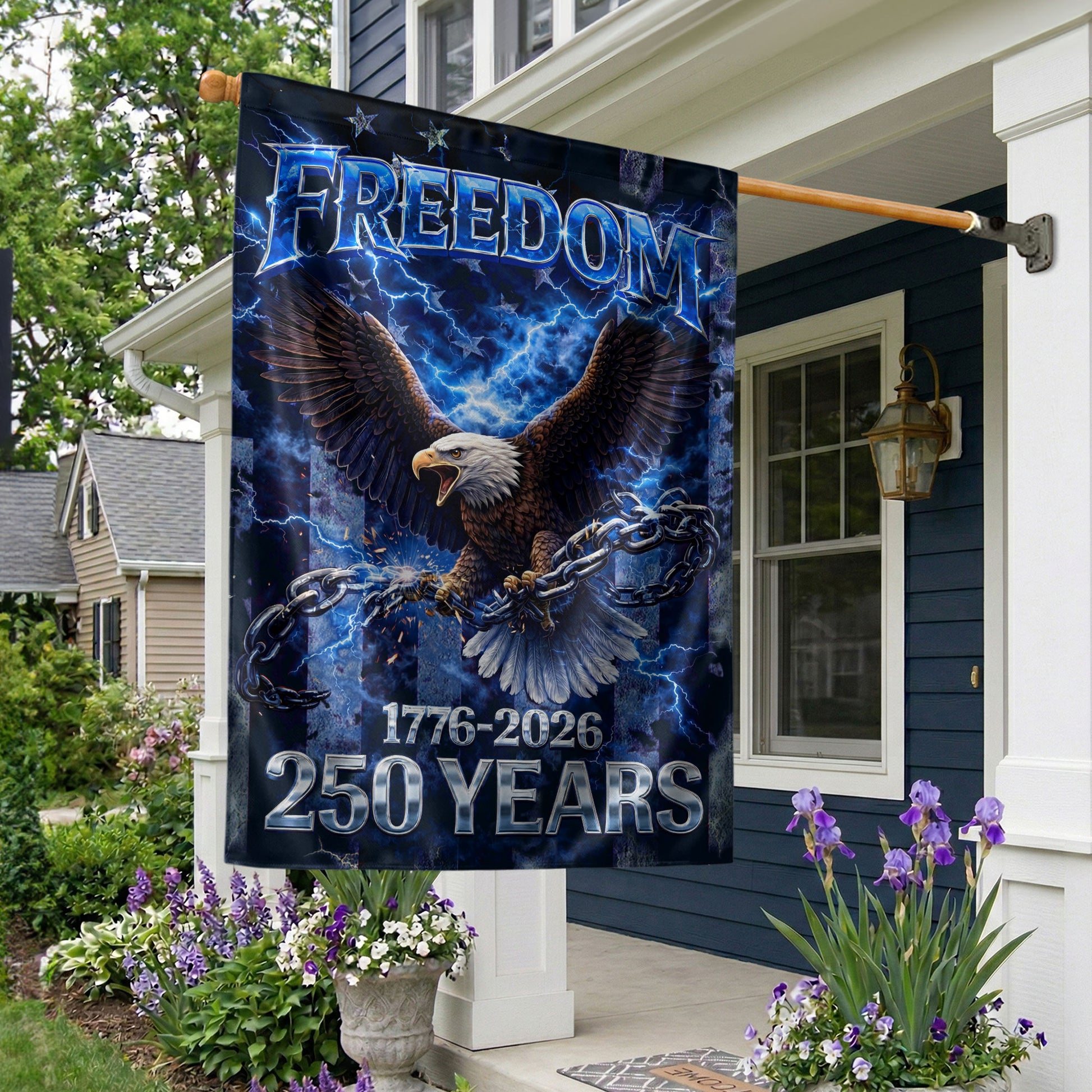 America 250th Anniversary Garden Flag - Patriotic Freedom Eagle 1776-2026, 250 Years Double Sided Outdoor Decor - Rust Field Wear