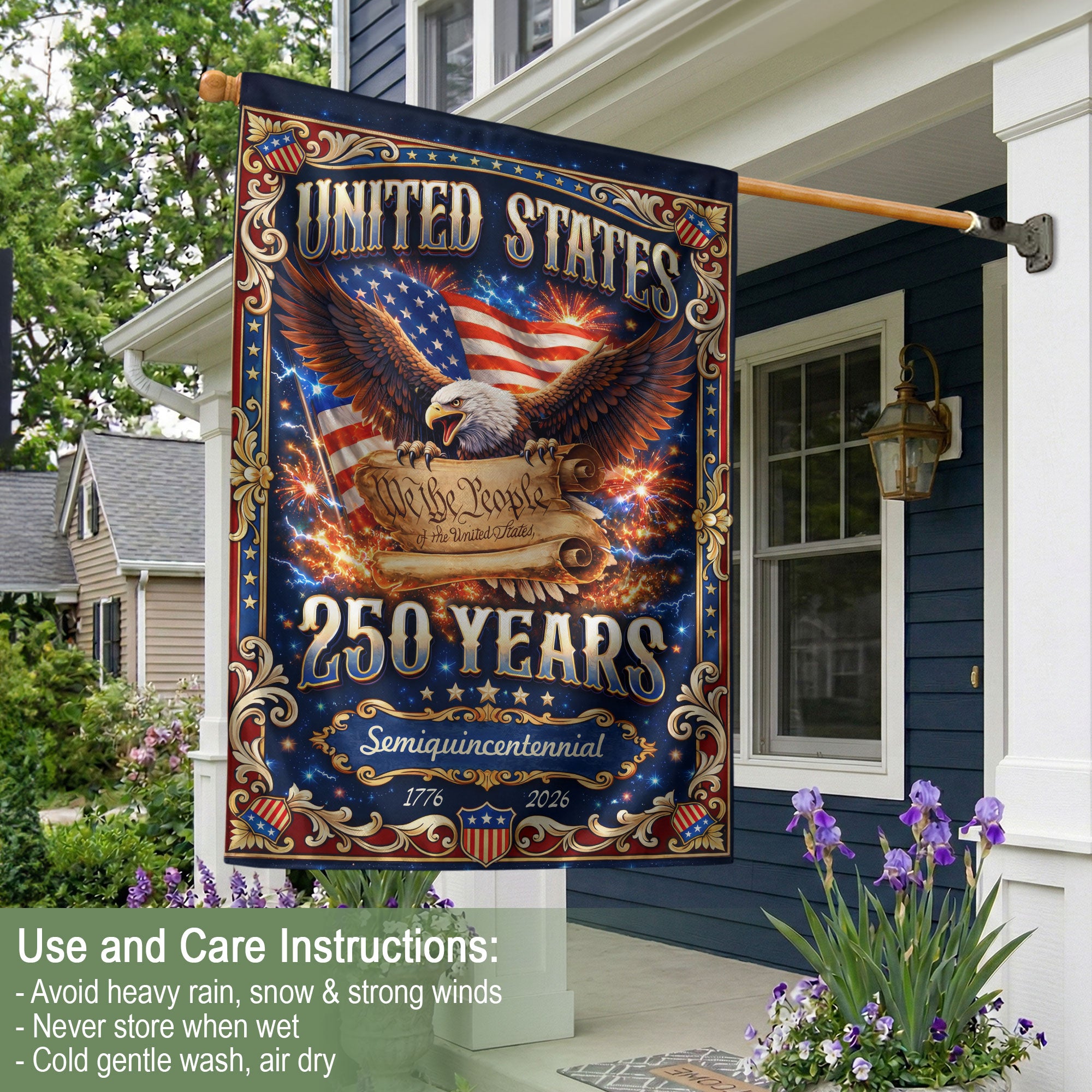 USA 250th Anniversary Garden Flag 1776-2026 – We The People Constitution Double Sided Patriotic Yard Flag