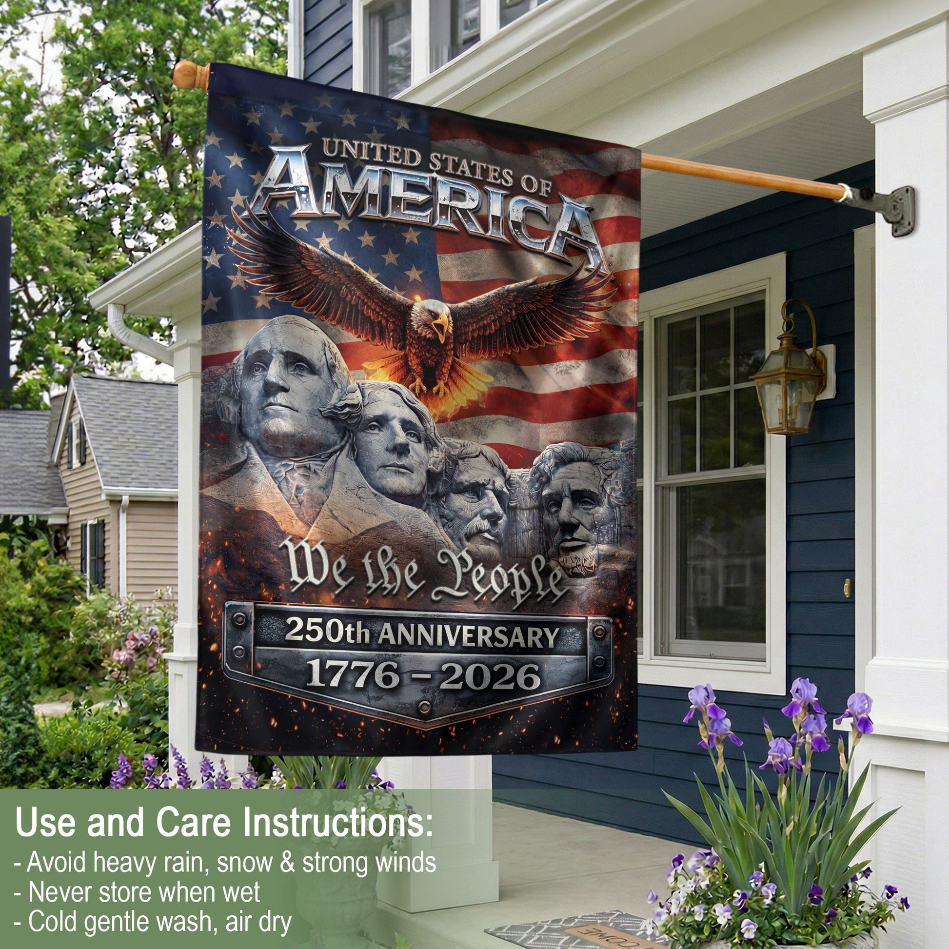 American Flag 250 Year Anniversary Garden Flag 1776-2026 – USA 250th Anniversary Patriotic Outdoor Yard Decor - Rust Field Wear