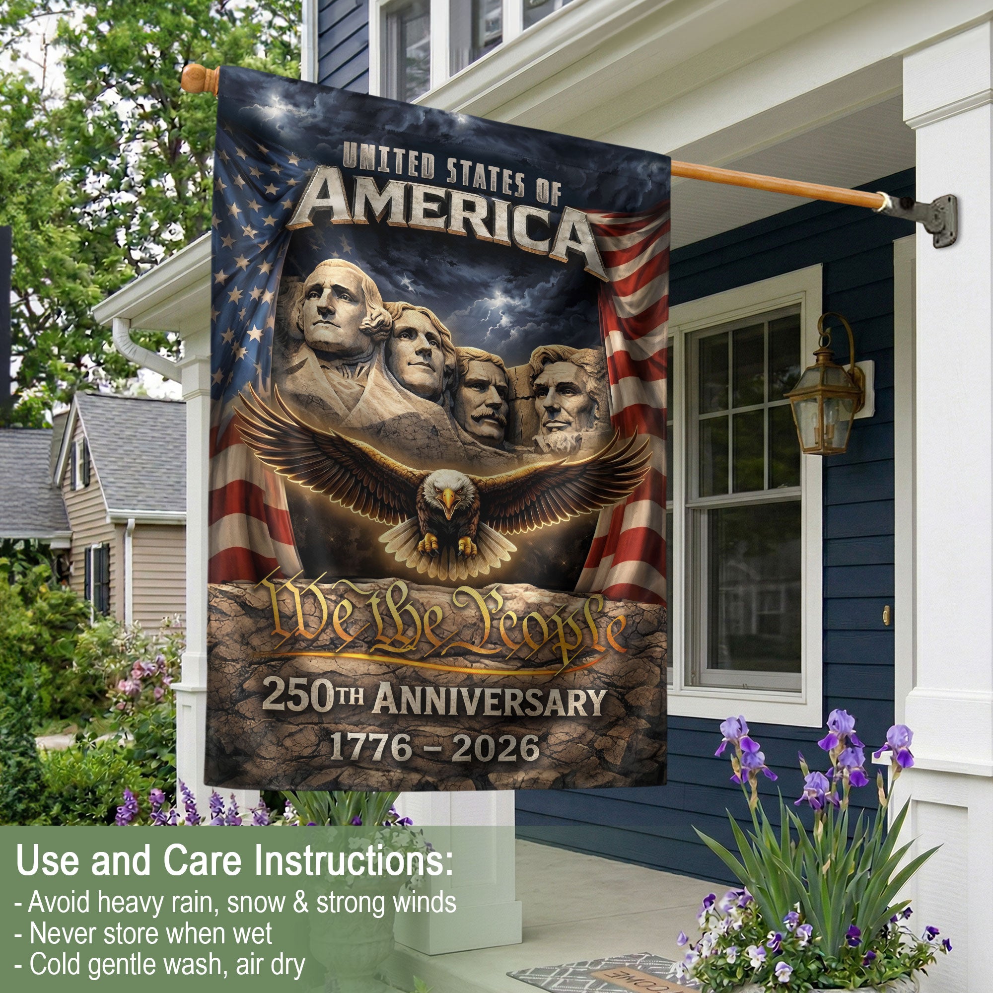 USA 250th Anniversary House Flag 1776-2026, American Flag 250 Year Anniversary, Patriotic Outdoor Yard Decoration