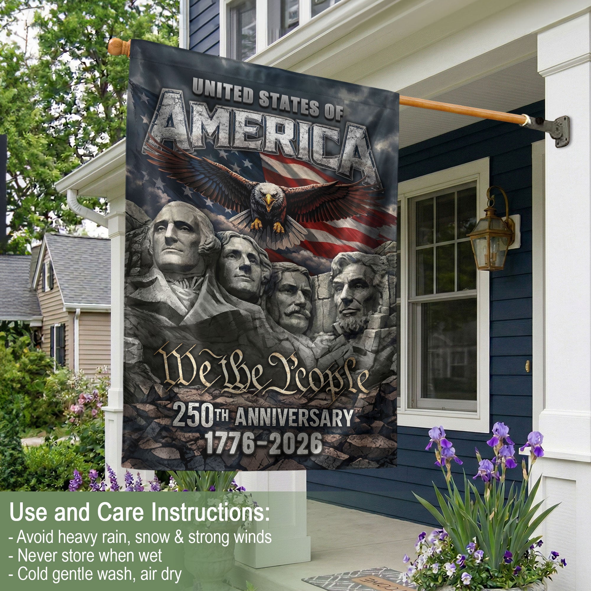USA 250th Anniversary House Flag 1776–2026 – American Flag 250 Year Anniversary Patriotic Eagle We The People Outdoor Yard Decor Flag