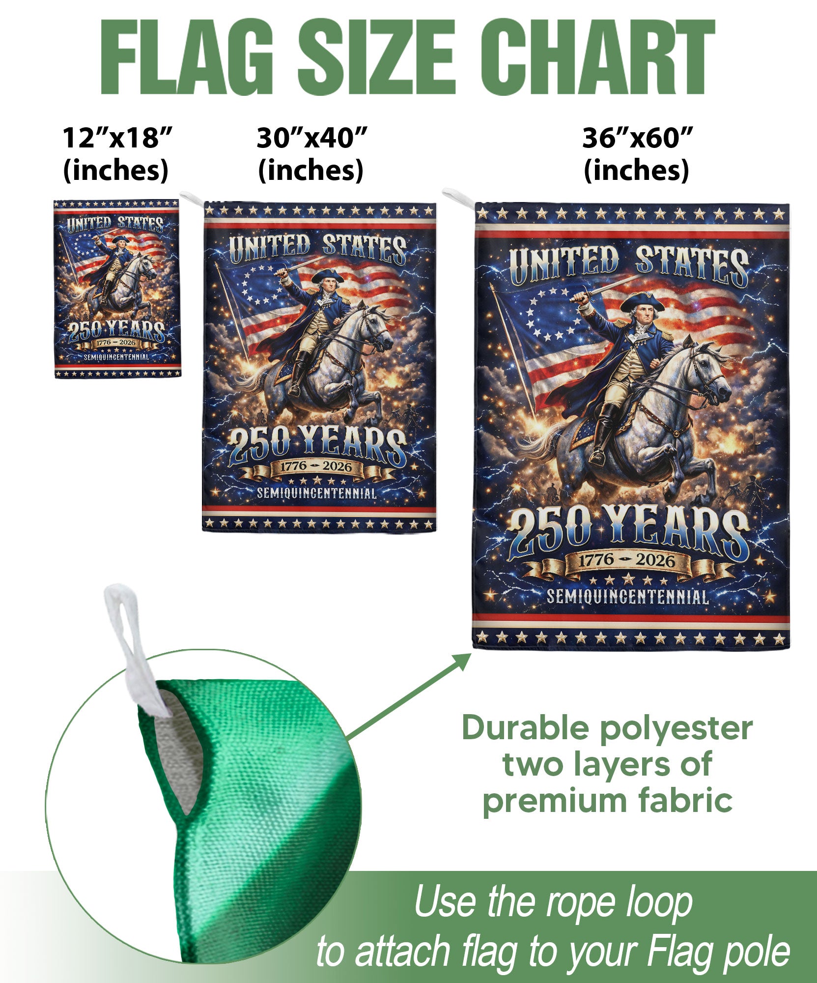 250 Years United States Garden Flag 1776-2026 George Washington Patriotic Yard Banner 12x18inch