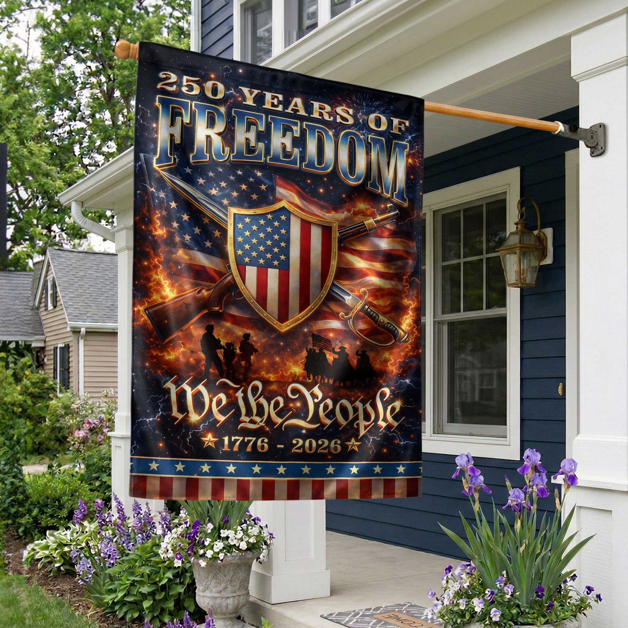 250 Years of Freedom Garden Flag We The People Patriotic 1776 2026 Outdoor Banner