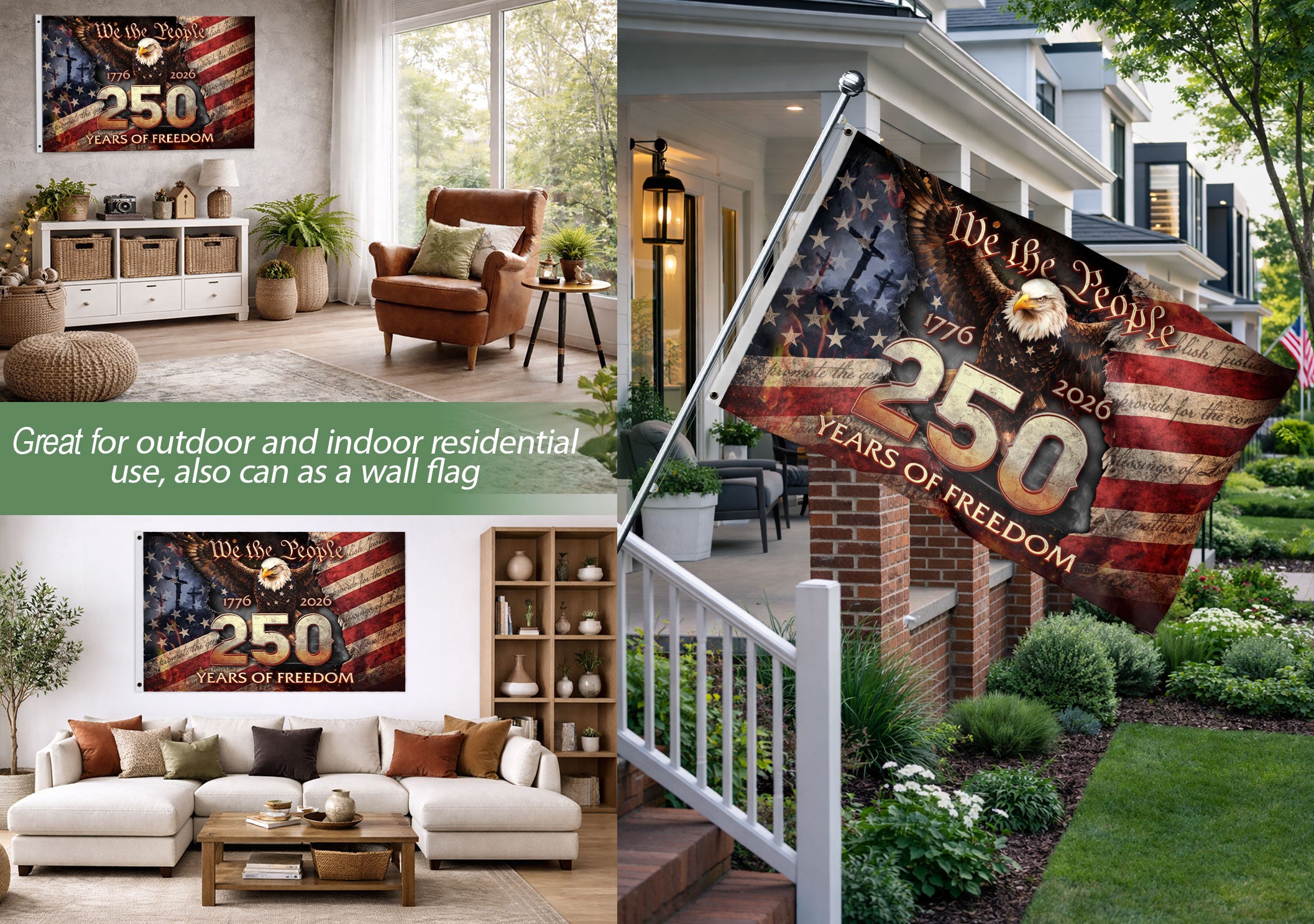 Christian Heritage House Flag 1776-2026 One Nation Under God 250 Years of Blessings