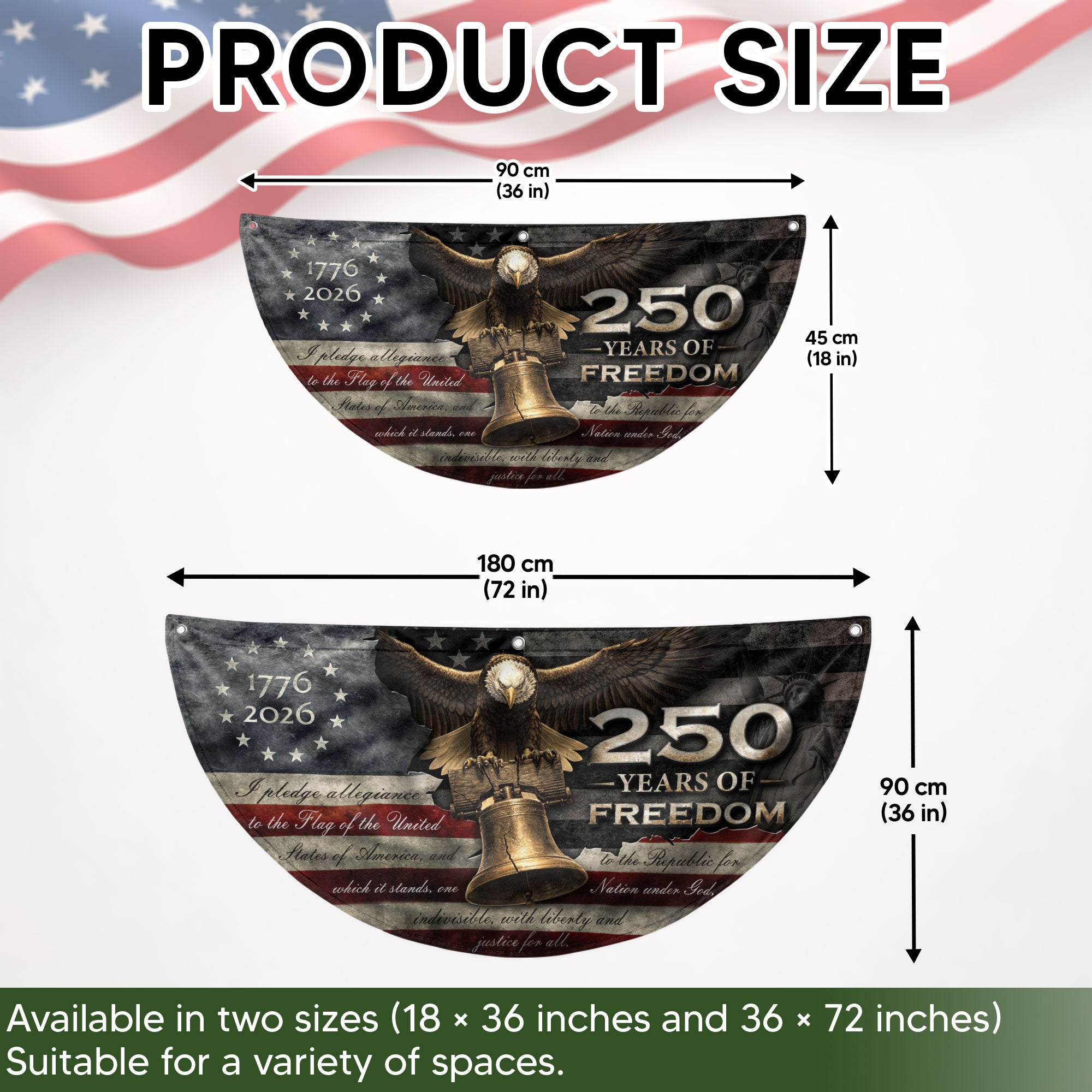 250 Years of Freedom Fence Flag 1776-2026 Liberty Bell Eagle Patriotic Banner Decor