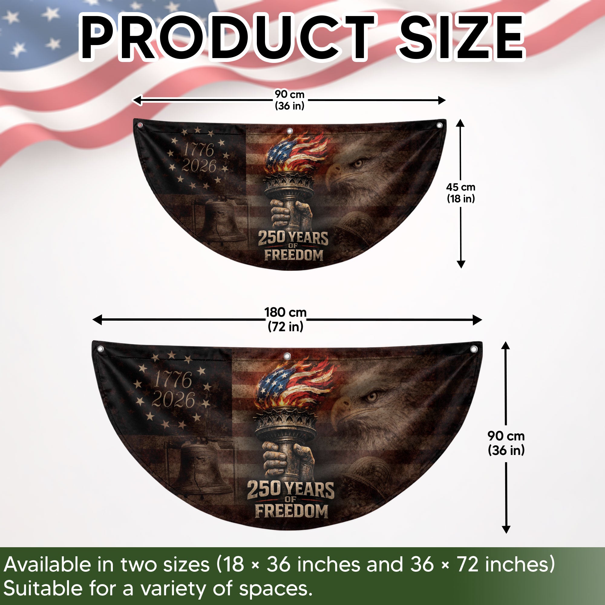 250th Anniversary Freedom Flag Fence Banner - Liberty Torch & Eagle Design for 2026 Celebration