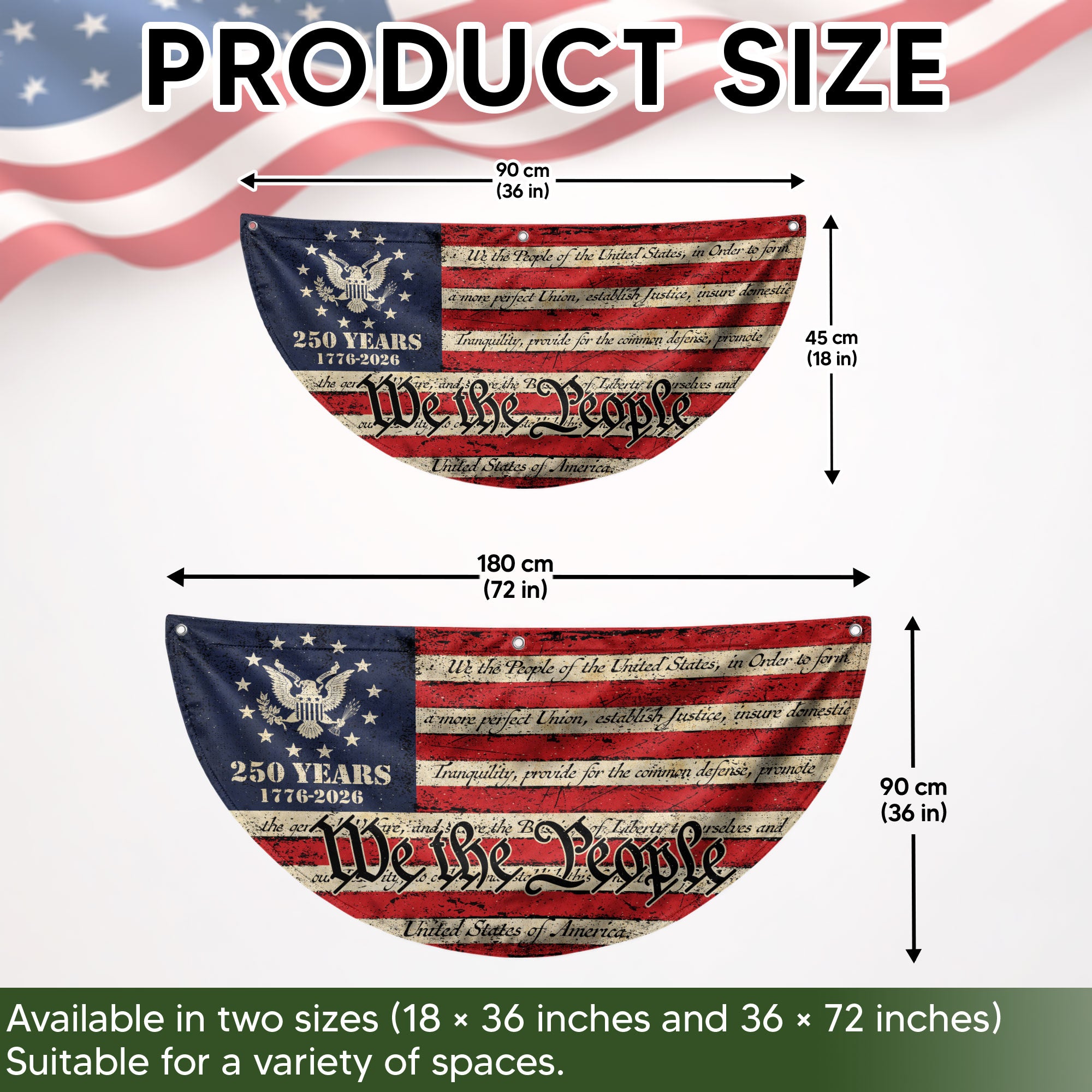 250th Anniversary USA Flag Fence Banner - Patriotic We The People Design for 2026 Celebration