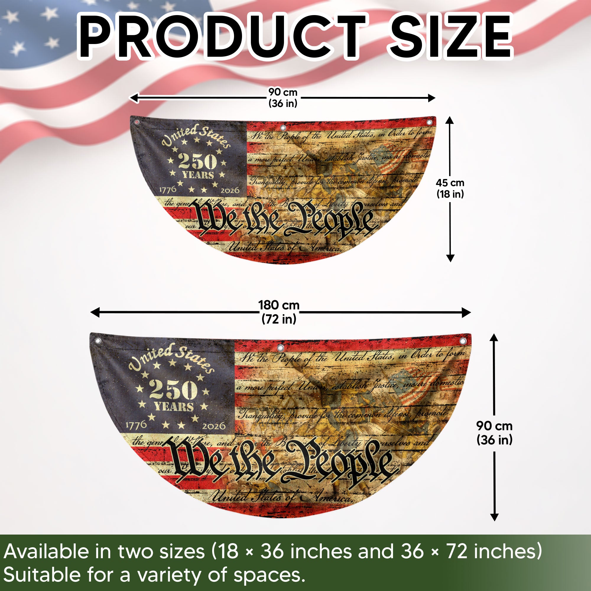 USA 250th Anniversary Flag Fence Banner - We The People & Eagle Design for 2026 Celebration