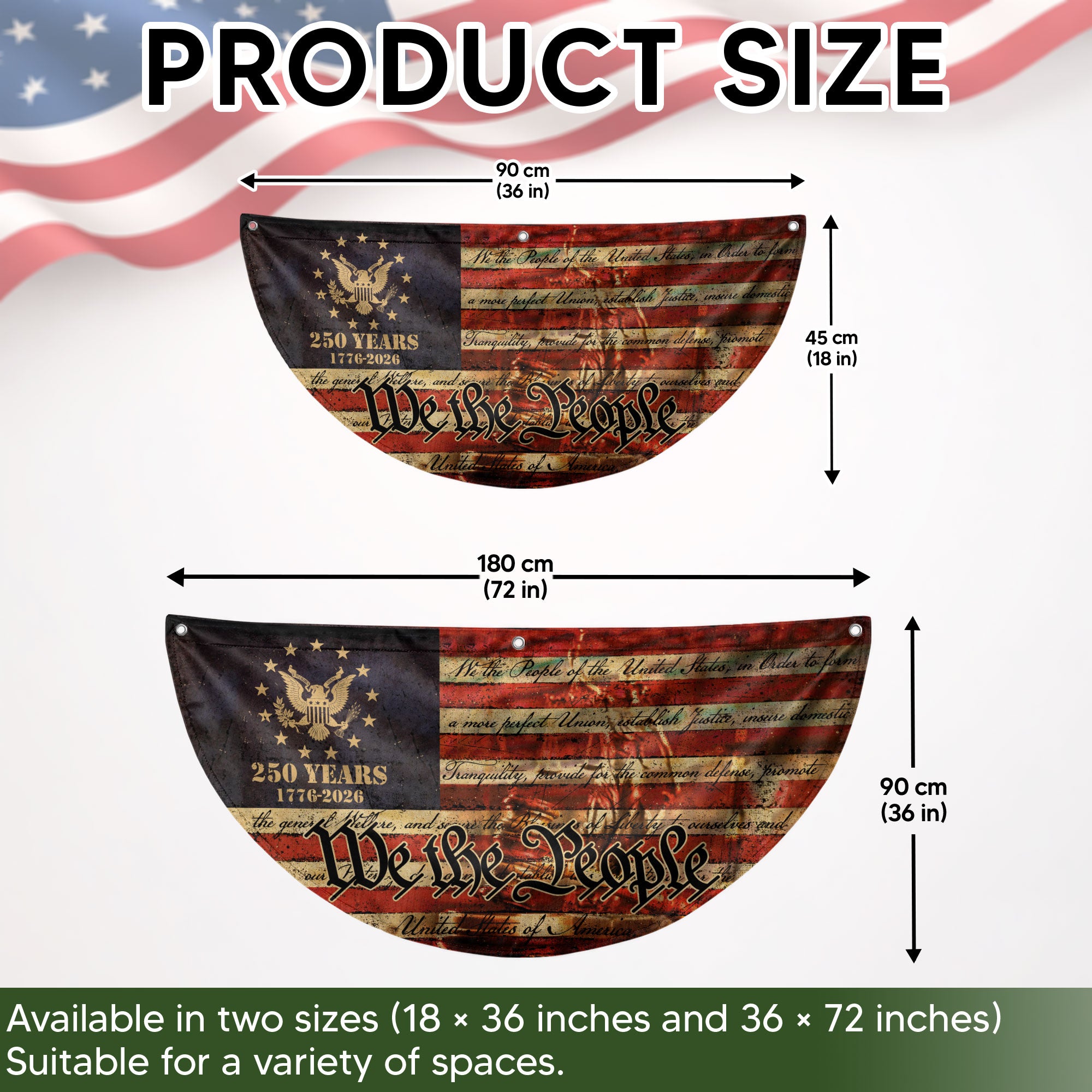 250th Anniversary USA Flag Fence Banner - We The People & Eagle Design for 2026 Celebration