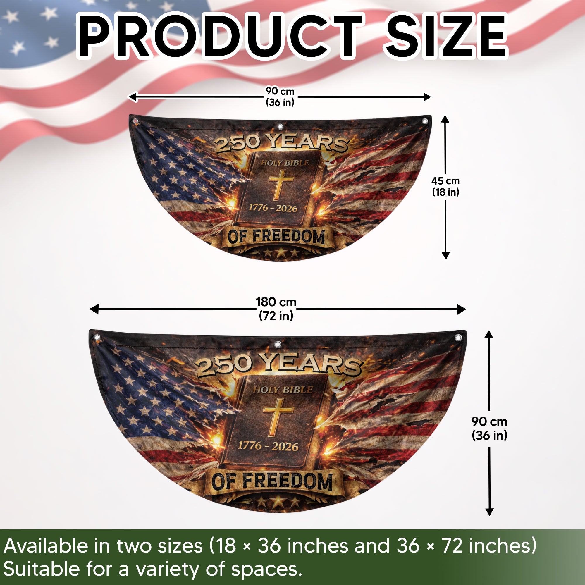 Fence Flag USA 250th Anniversary 1776–2026 Christian Cross Bible Patriotic Banner 250 Year American Freedom Flag
